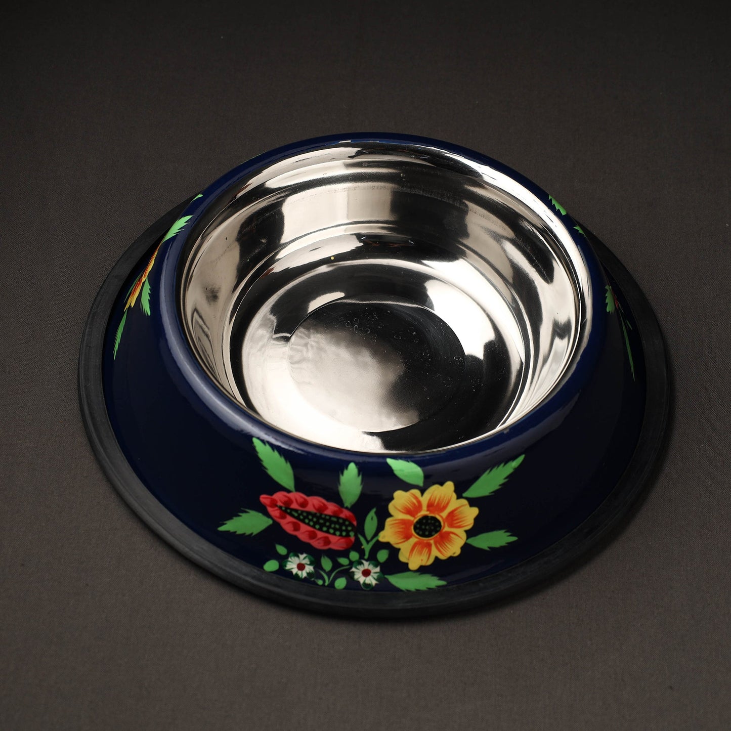 Blue Handpainted Stainless Steel Pet Bowl