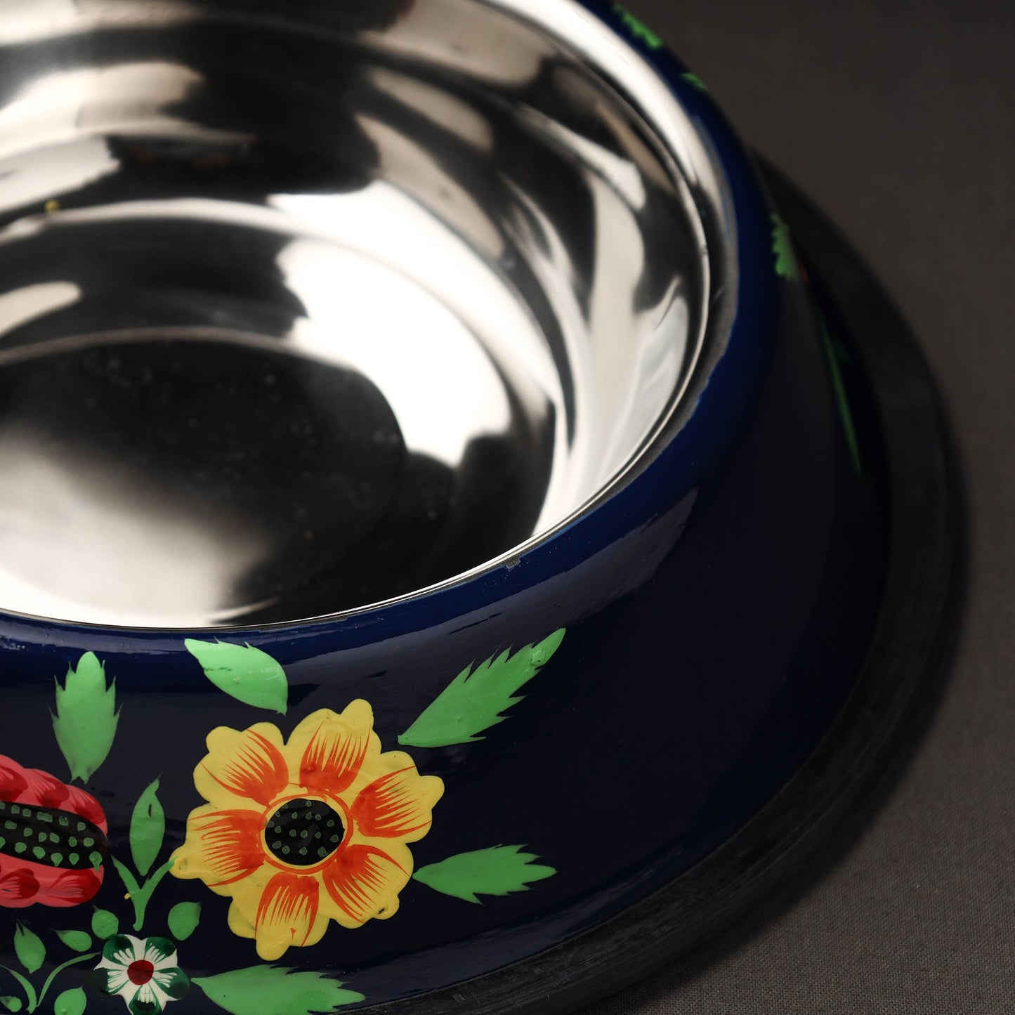 Blue Handpainted Stainless Steel Pet Bowl
