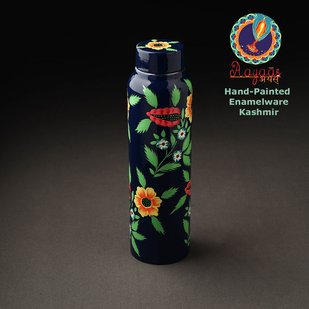 Floral Handpainted Enamelware Stainless Steel Water Bottle