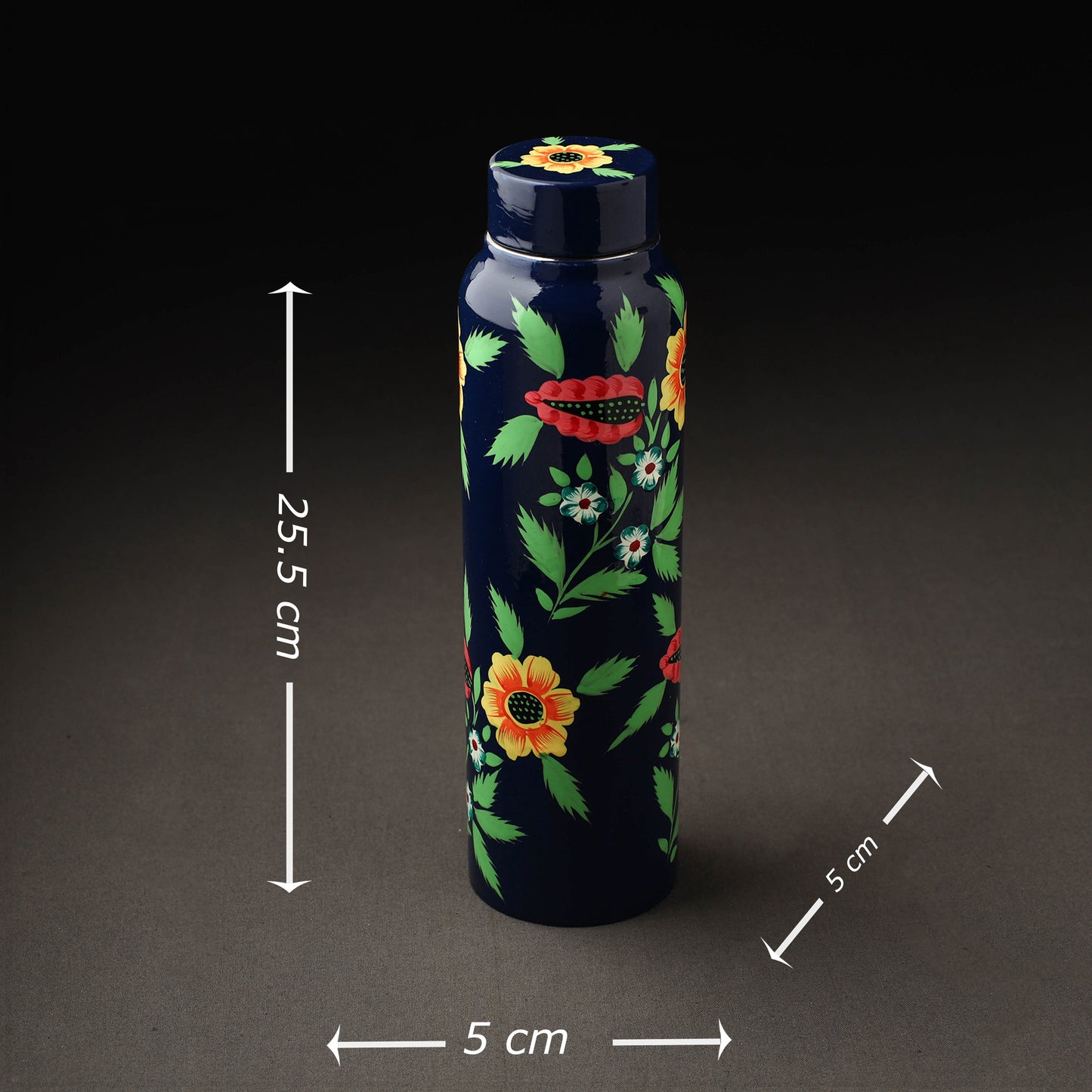 Floral Handpainted Enamelware Stainless Steel Water Bottle