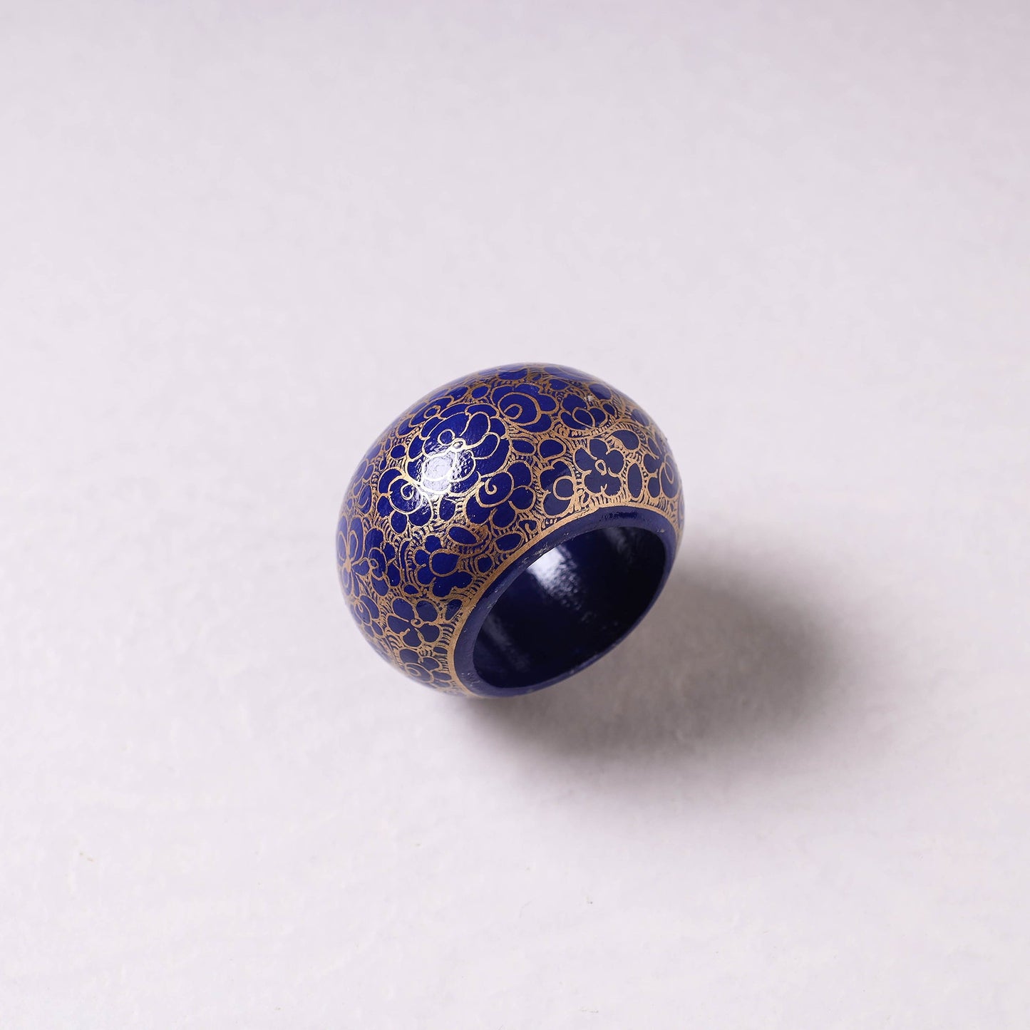 Floral Handpainted Wooden Blue Napkin Holder