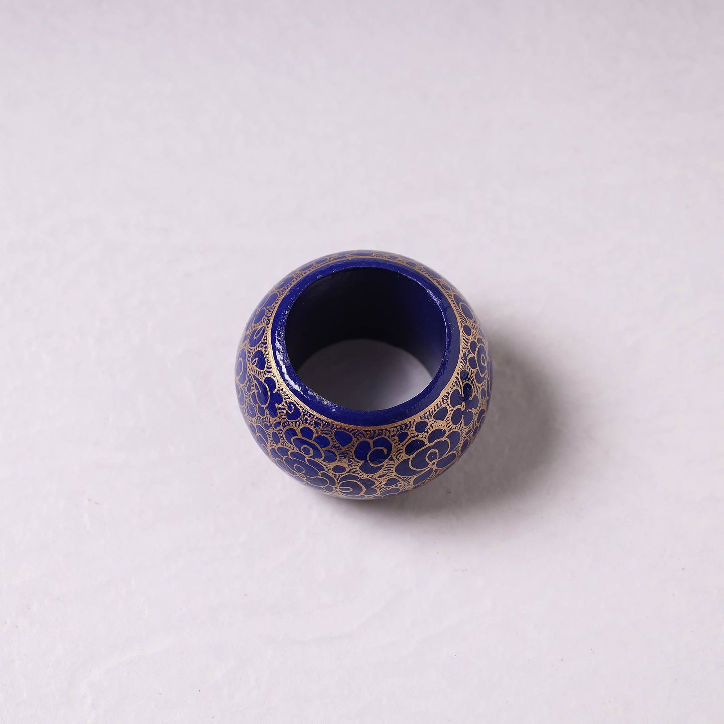 Floral Handpainted Wooden Blue Napkin Holder