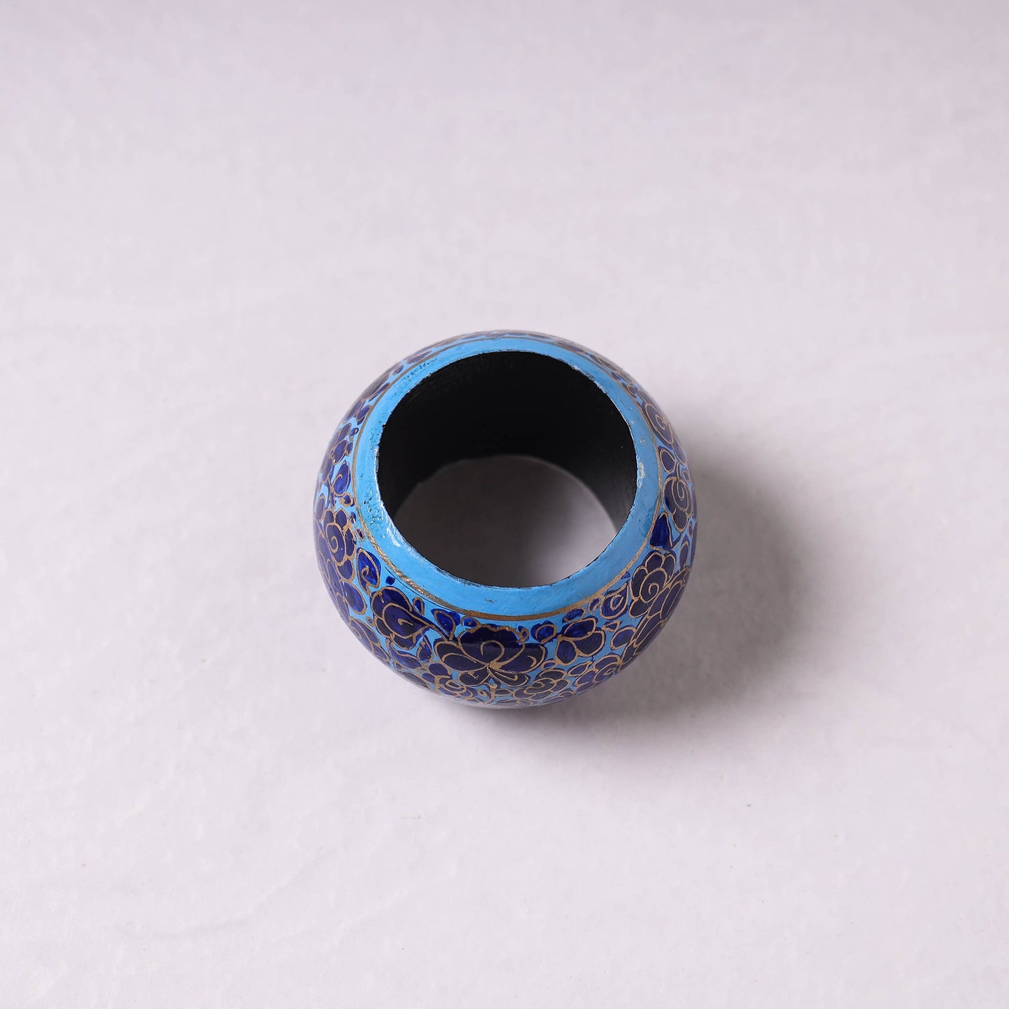 Blue Floral Handpainted Wooden Napkin Holder