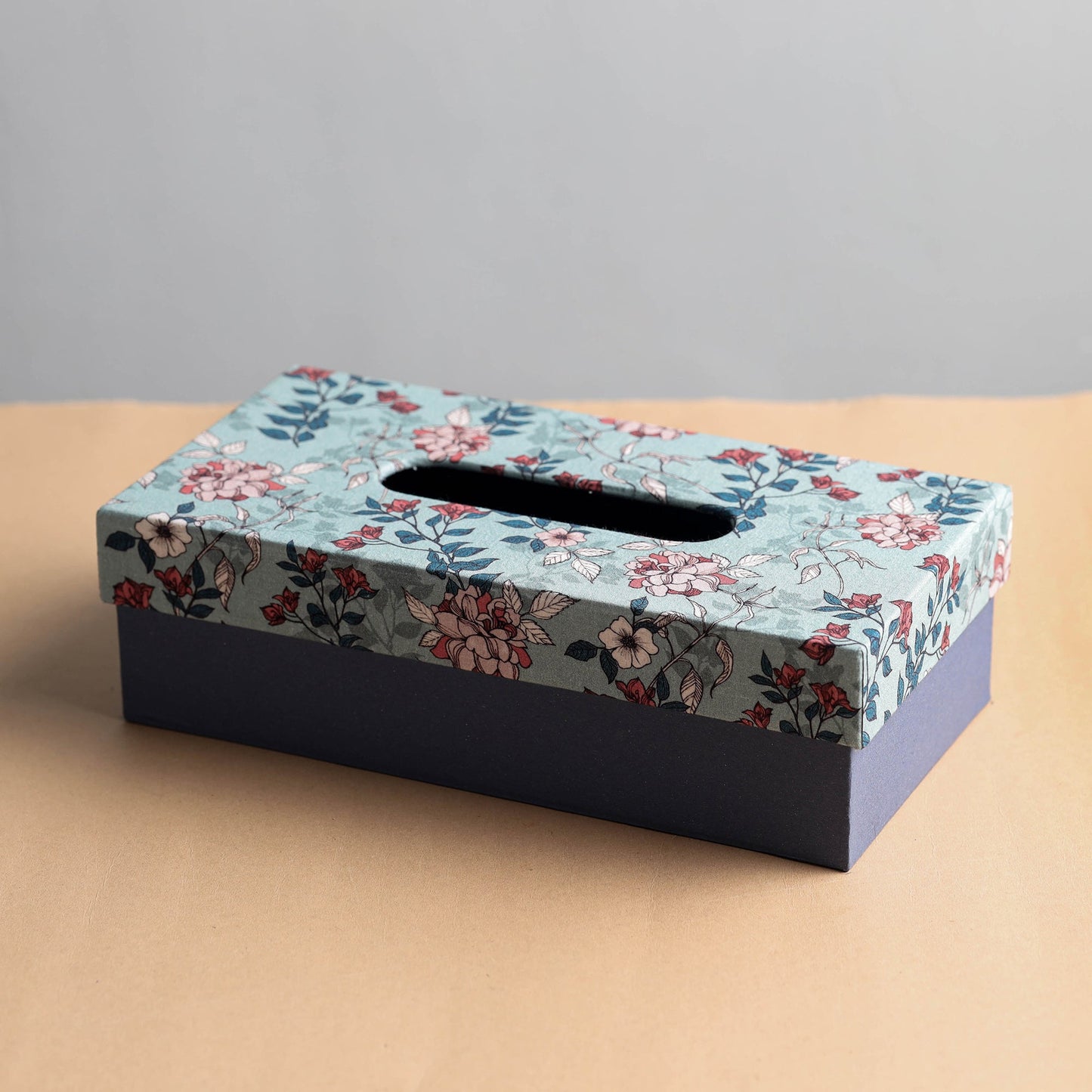 Blue Floral Printed Handcrafted Tissue Box