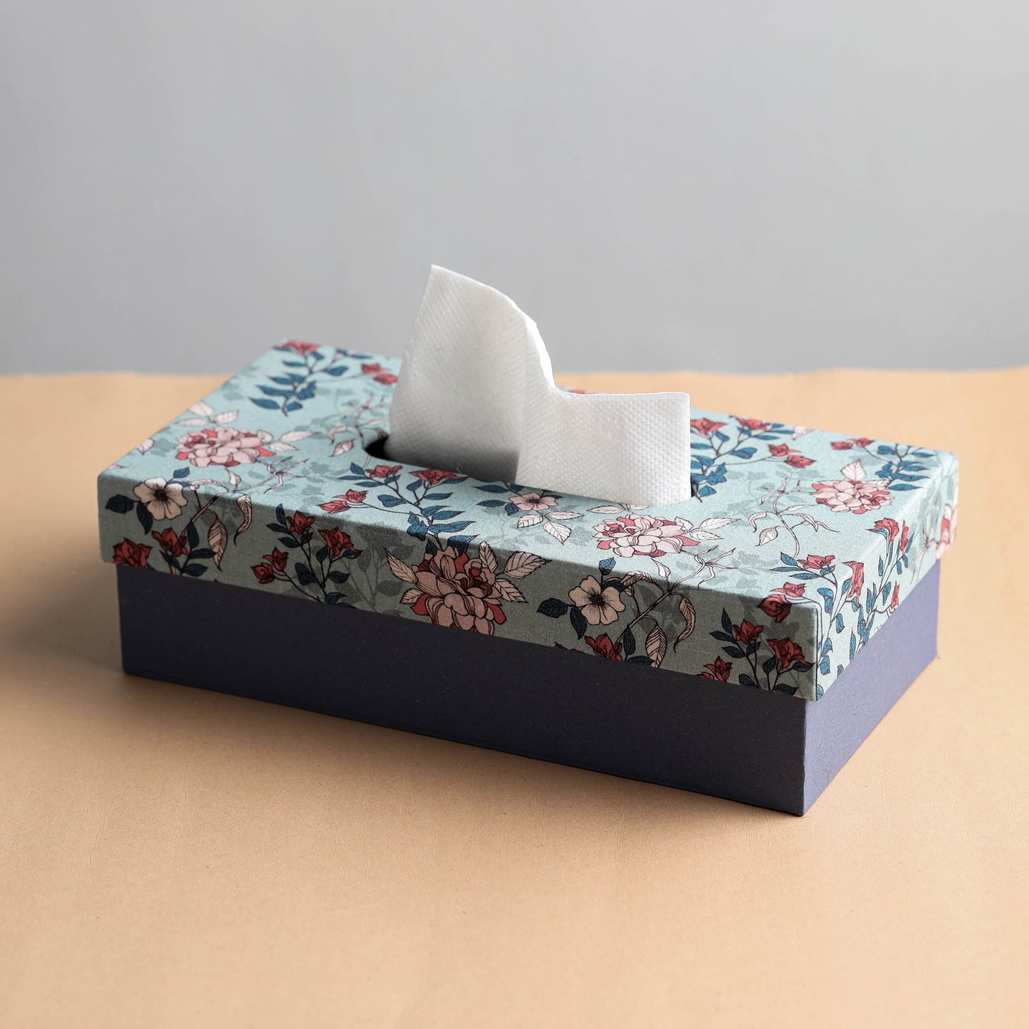 Blue Floral Printed Handcrafted Tissue Box