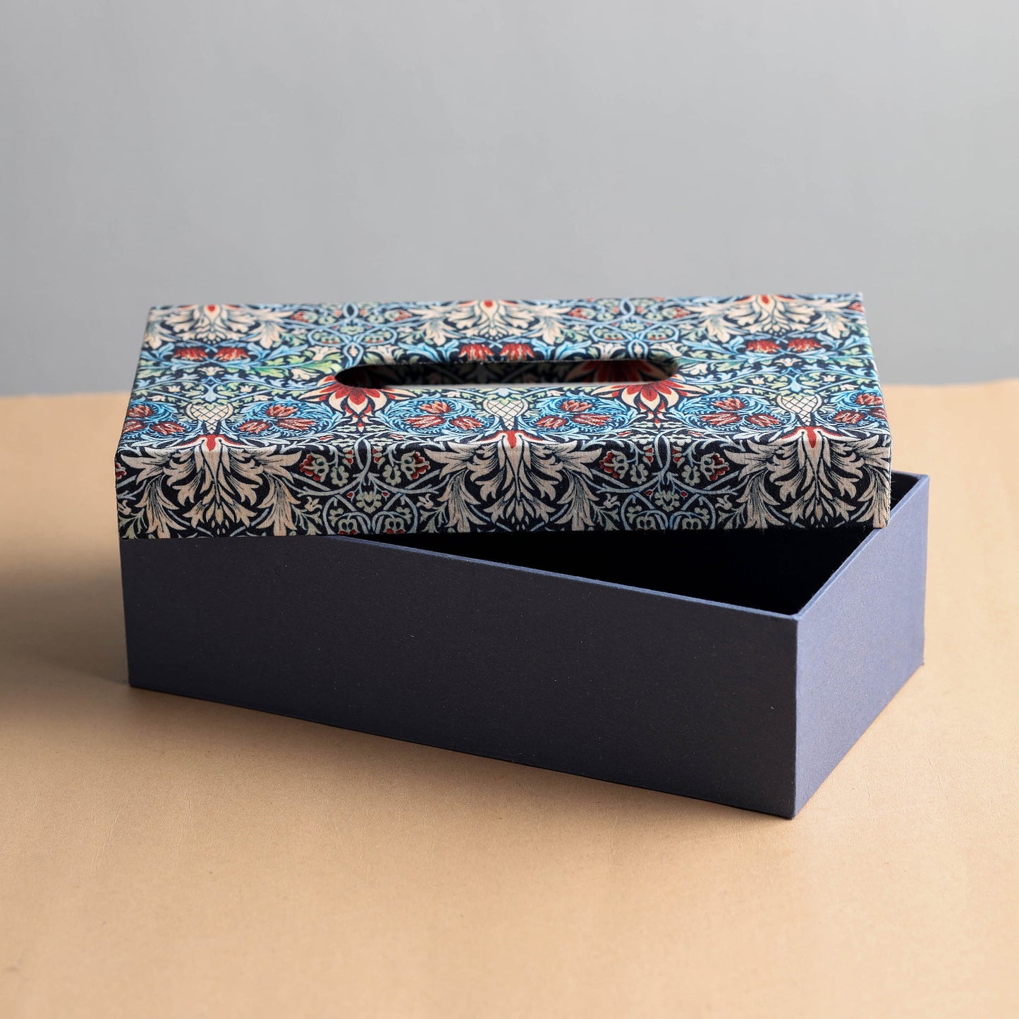 blue Floral Printed Handcrafted Tissue Box