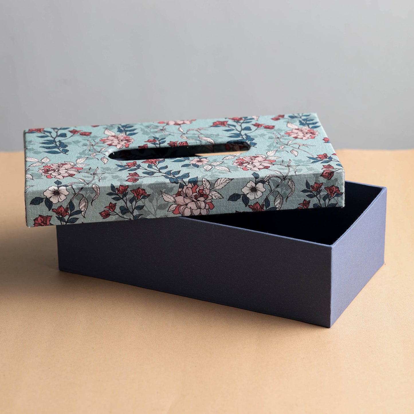 Blue Floral Printed Handcrafted Tissue Box