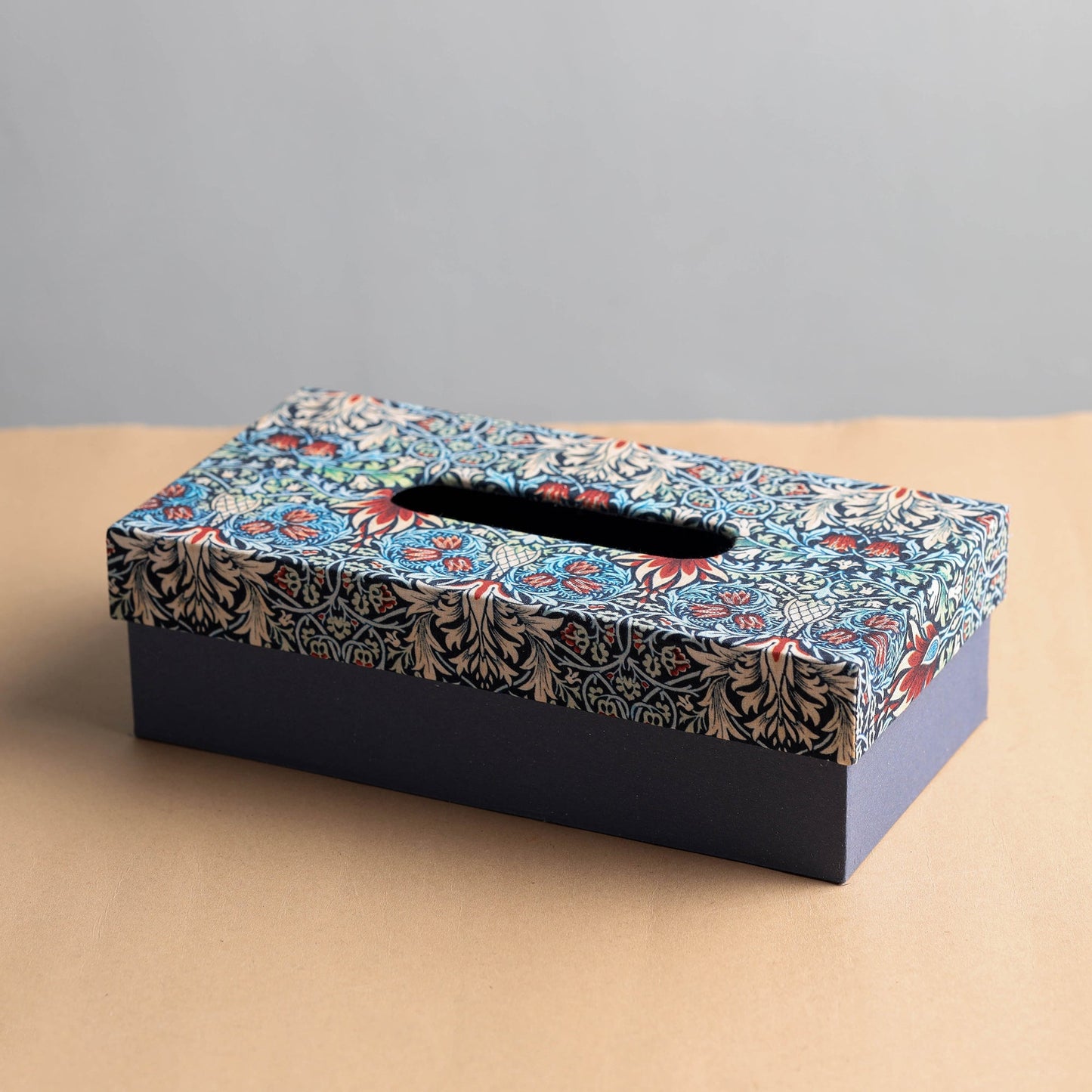 blue Floral Printed Handcrafted Tissue Box
