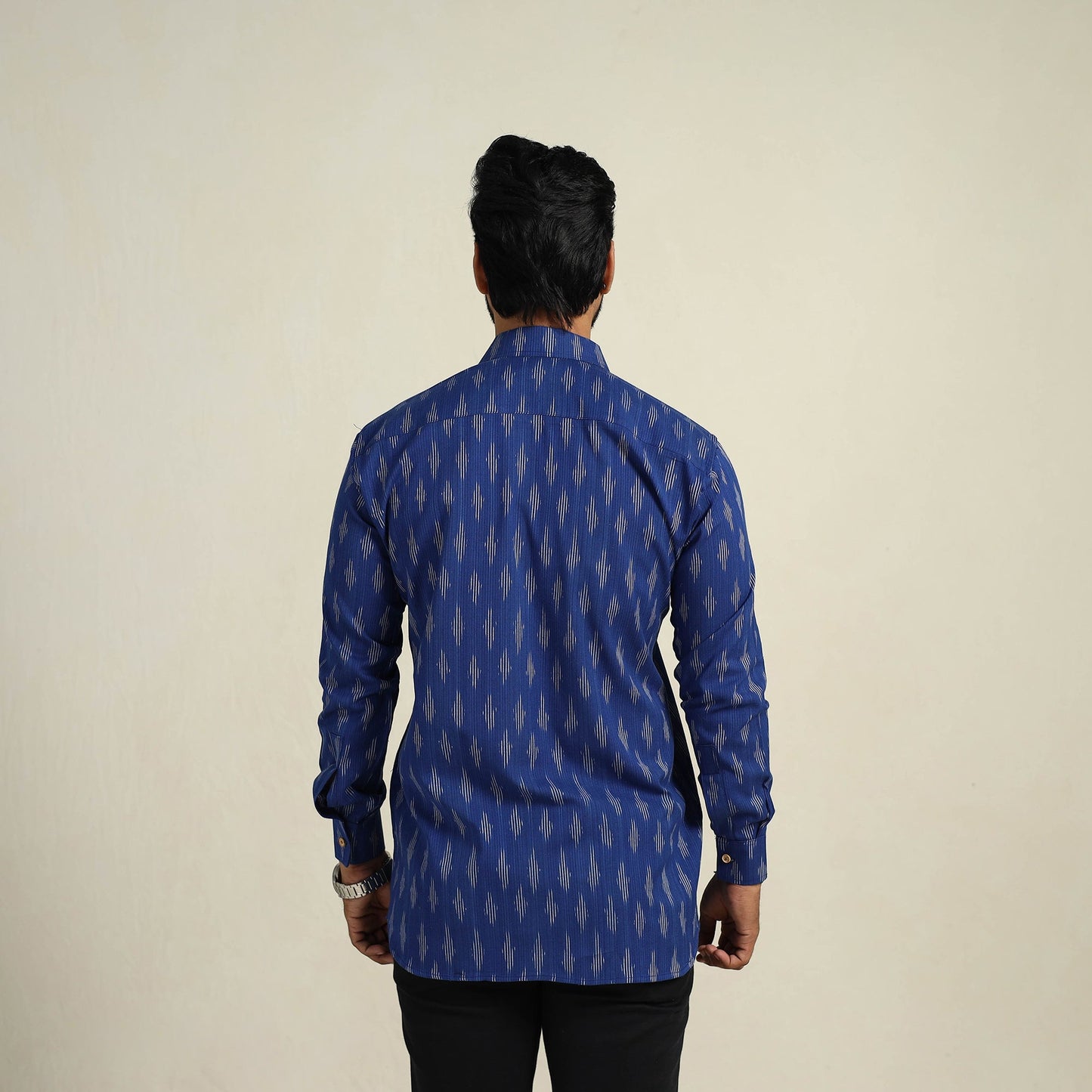 Buy Blue Full Sleeve Men Cotton Pochampally Ikat Shirt