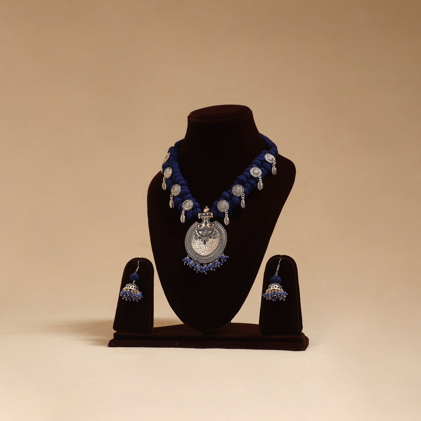 German silver thread beads necklace set 10 - handcrafted