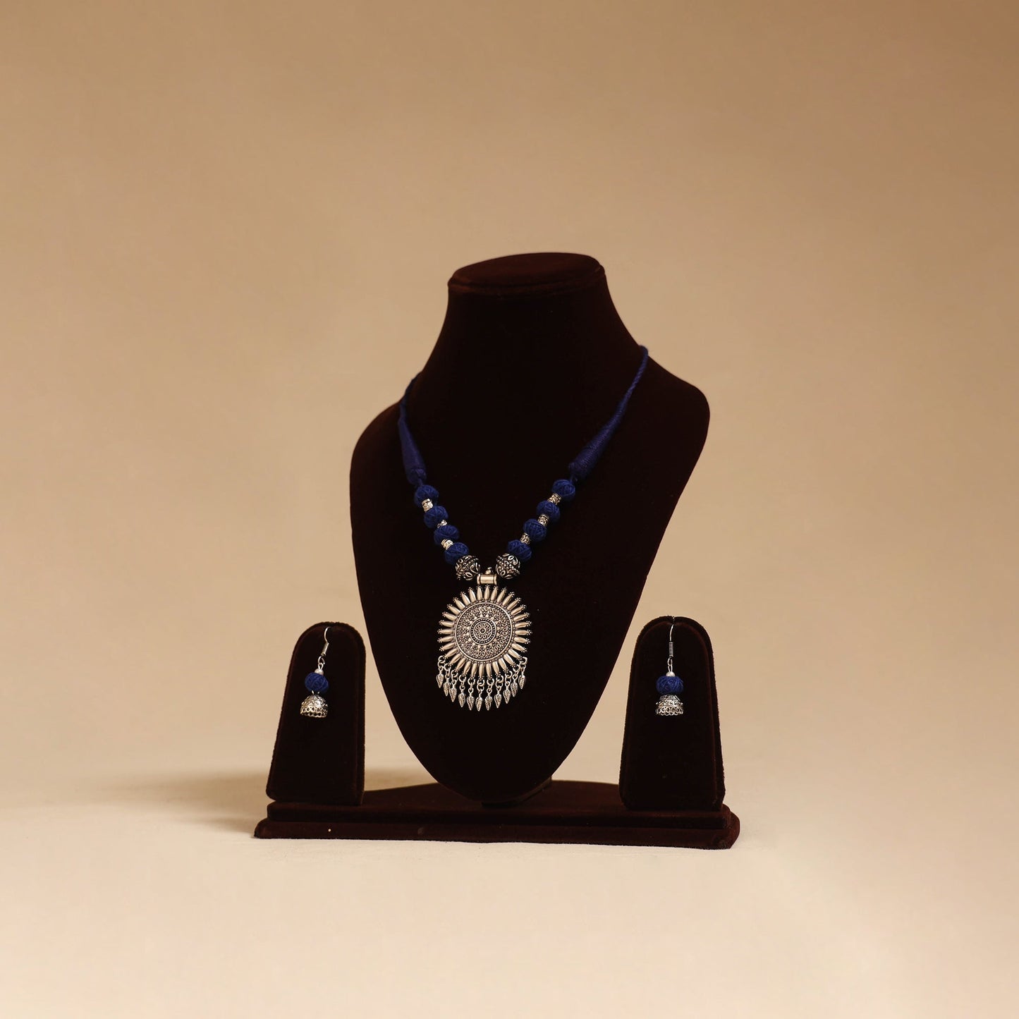 German silver thread beads necklace set 28 - handcrafted