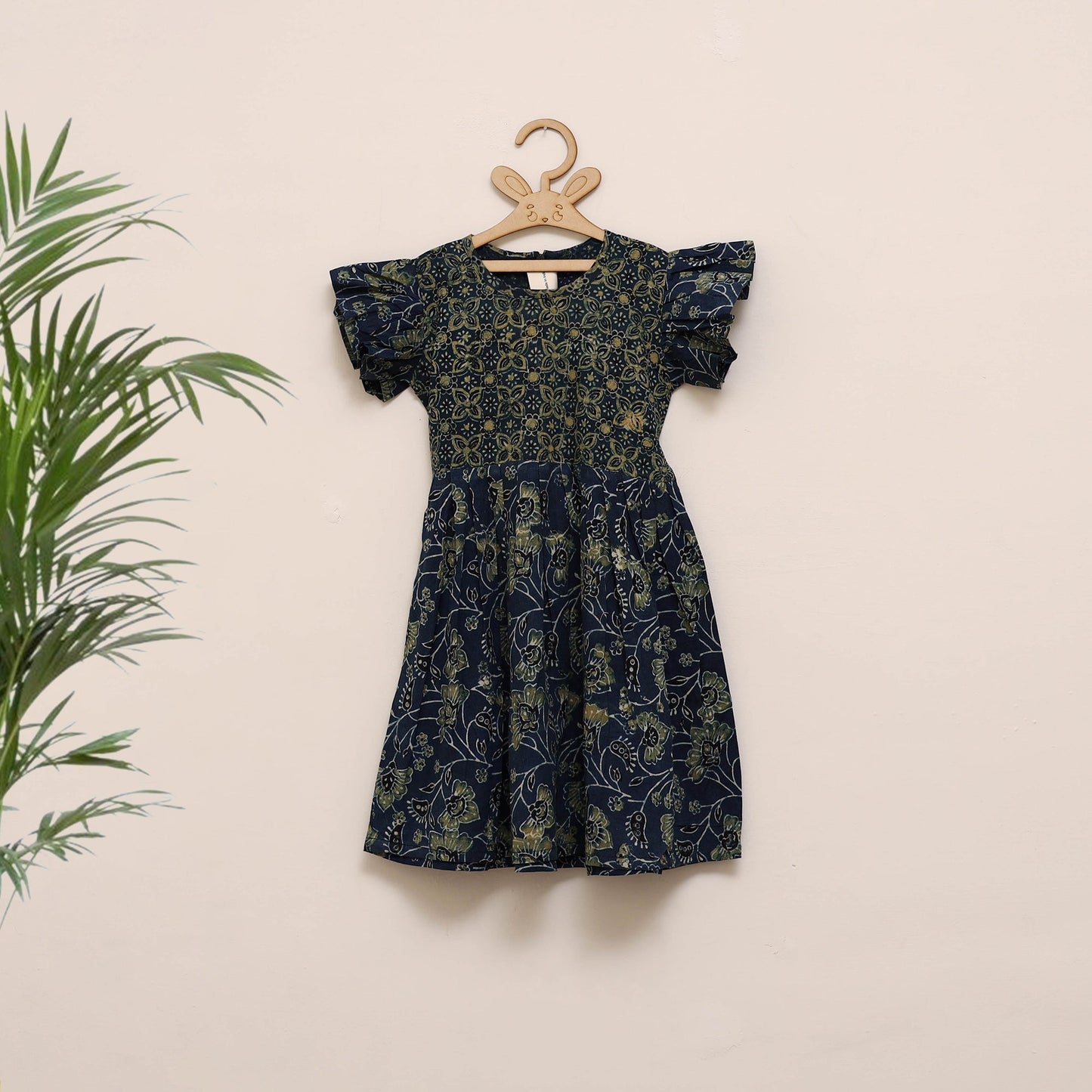 Girls pure cotton ajrakh hand block print frock dress (2-3
