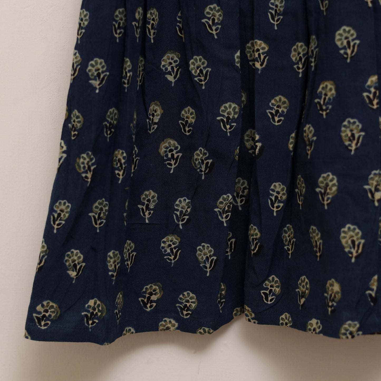 Blue - girls pure cotton ajrakh hand block print frock