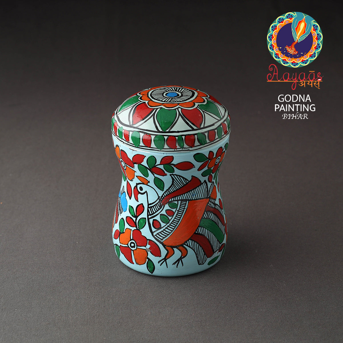 Bengal Patua Handpainted Stainless Steel Multi Utility Canister