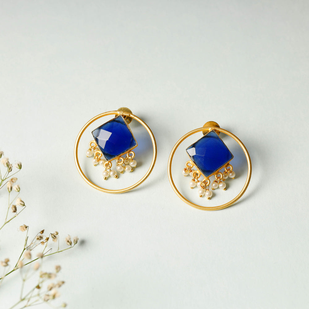 Golden Plated Seep Pearl & Hydro Stone Earrings Online at iTokri.com