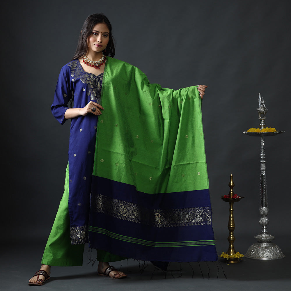 Silk Kurta with Palazzo & Dupatta Set