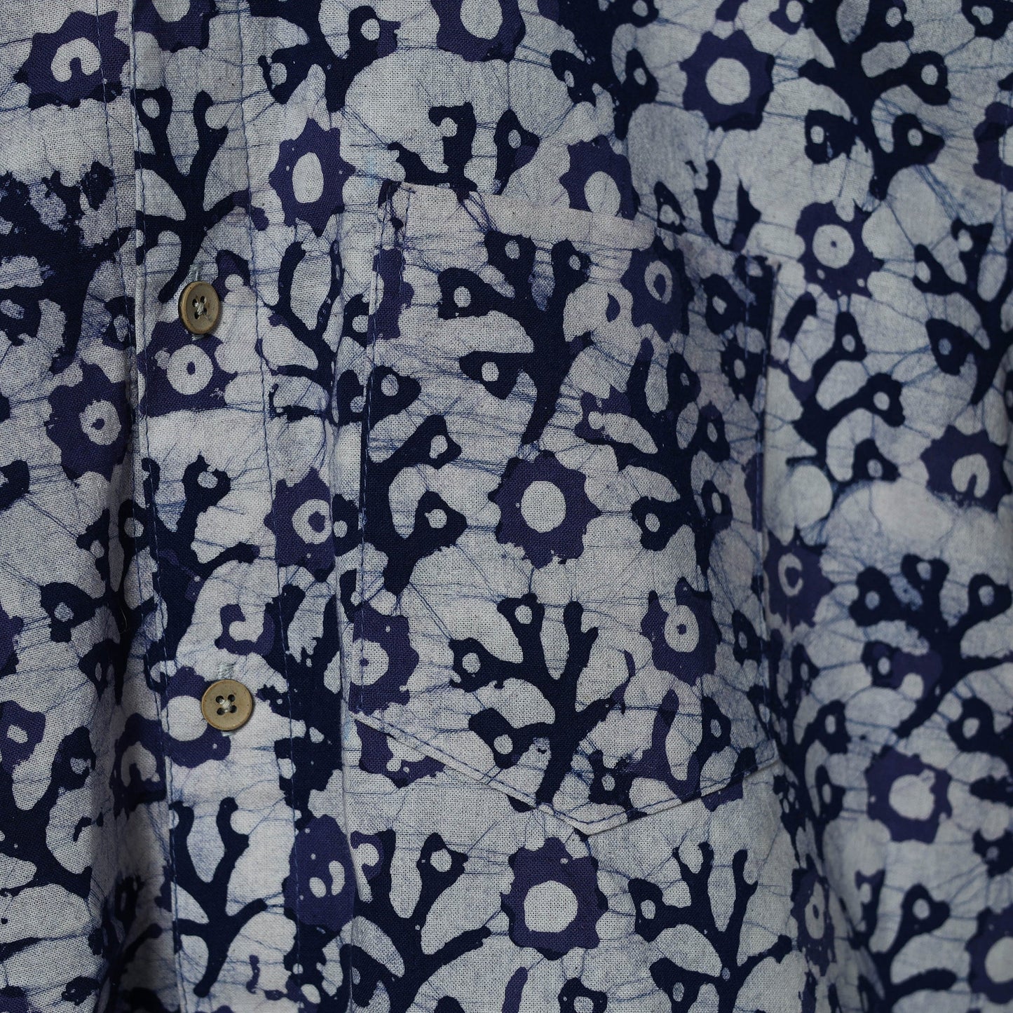 Half sleeve cotton men hand block batik print shirt 04