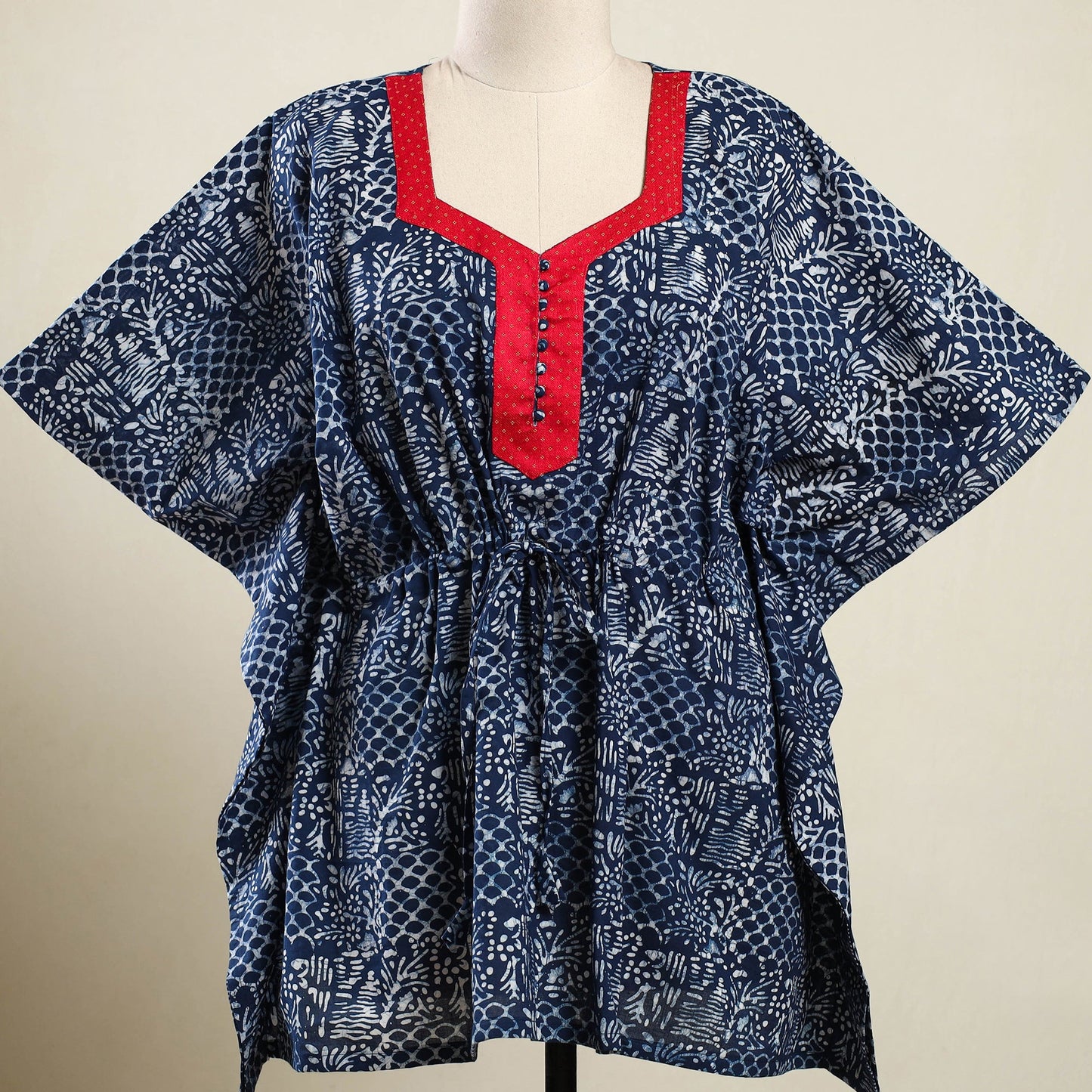 Buy Blue Hand Batik Print Cotton Kaftan