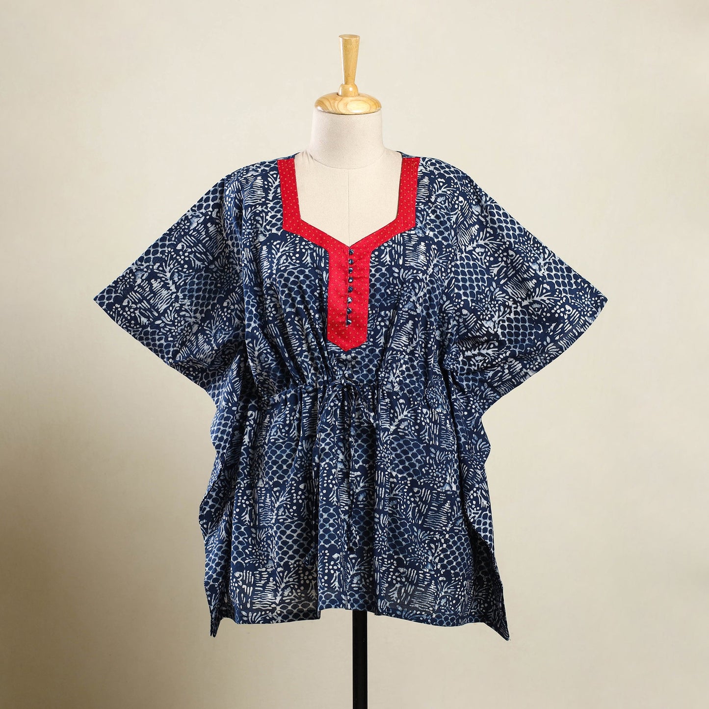 Buy Blue Hand Batik Print Cotton Kaftan