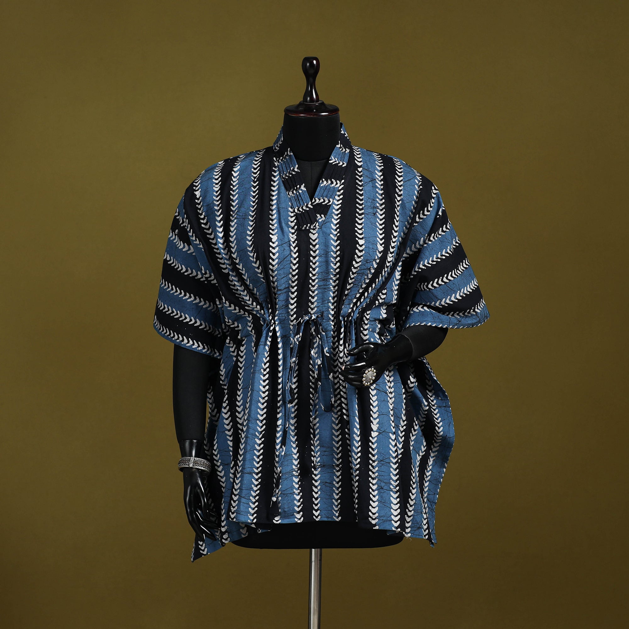 Blue - Hand Block Batik Print Cotton Wrap Around Skirt 108