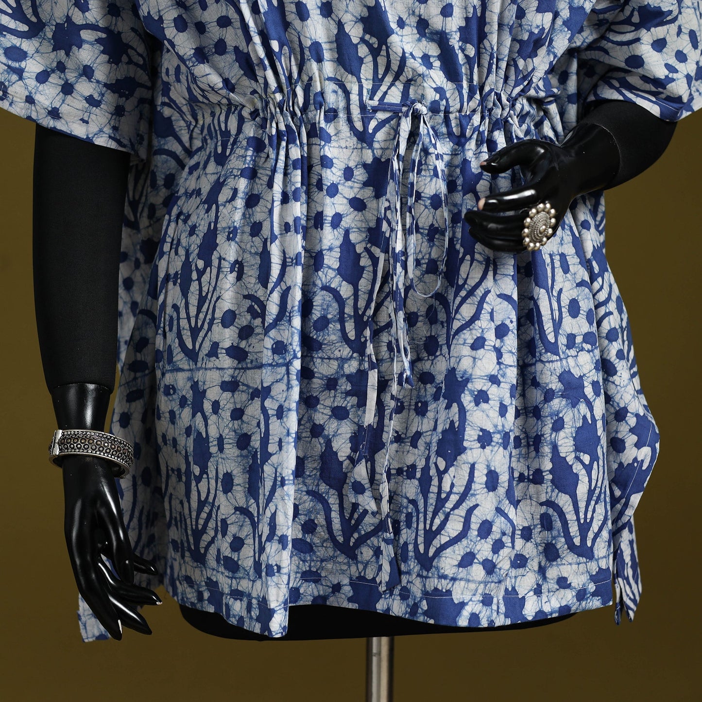 Hand batik cotton short kaftan 10 - handcrafted