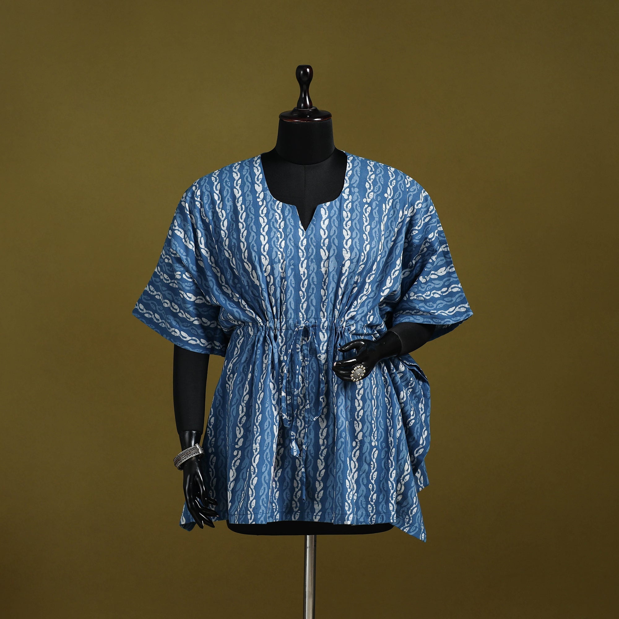 Red - Hand Block Batik Print Cotton Short Kaftan 15