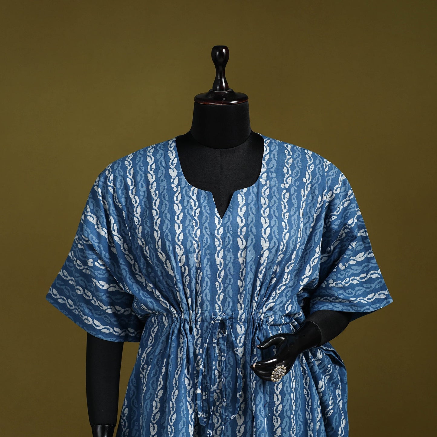Hand batik cotton short kaftan 12 - handcrafted