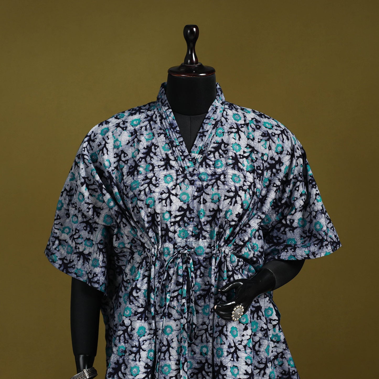 Hand batik cotton short kaftan 18 - handcrafted