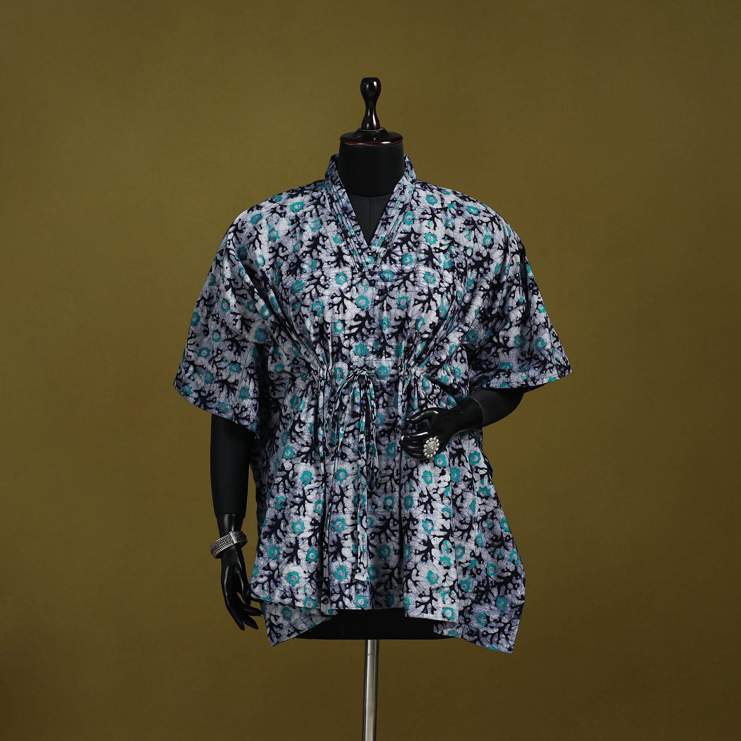 Hand batik cotton short kaftan 18 - handcrafted