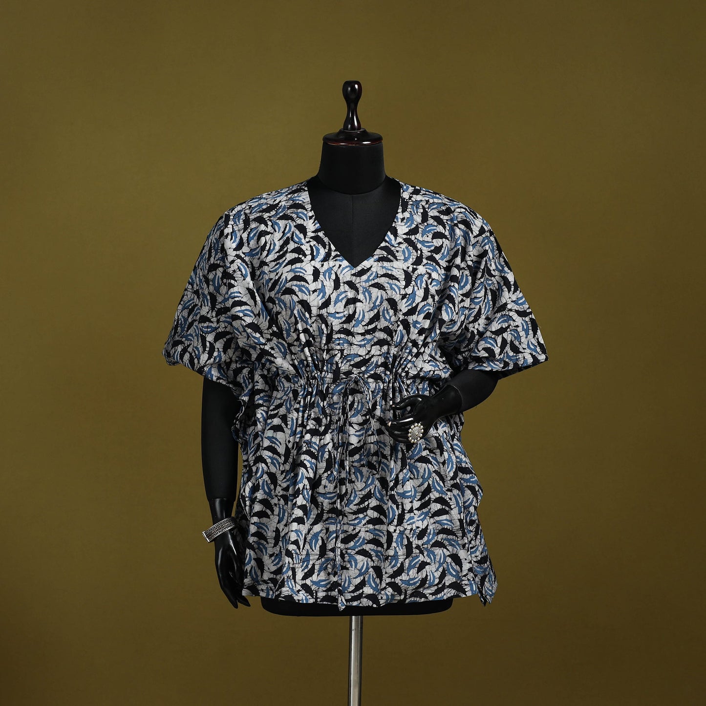 Hand batik cotton short kaftan 24 - handcrafted