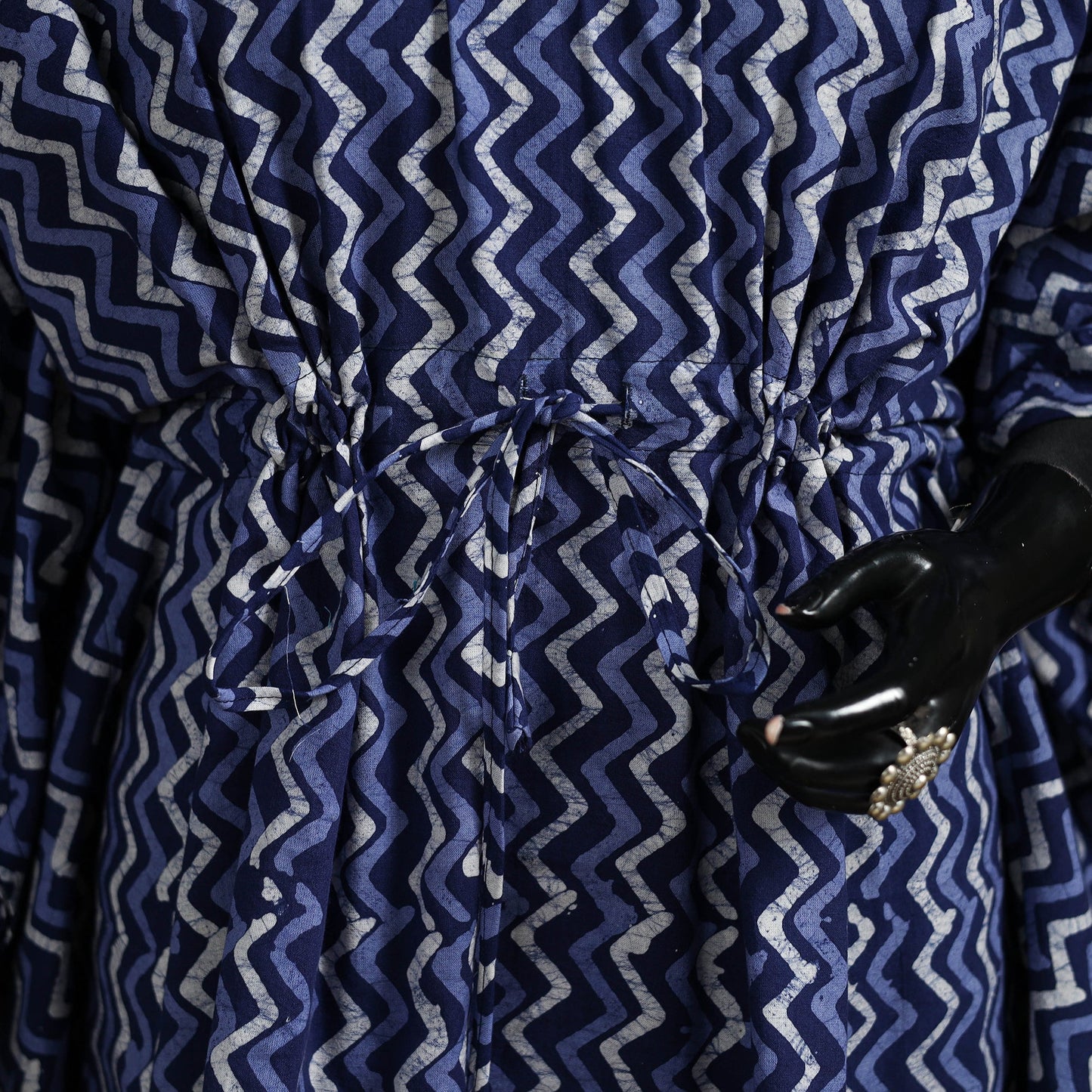 Hand batik cotton short kaftan 27 - handcrafted