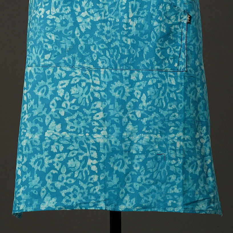 Blue Hand Batik Printed Cotton Apron with Pocket