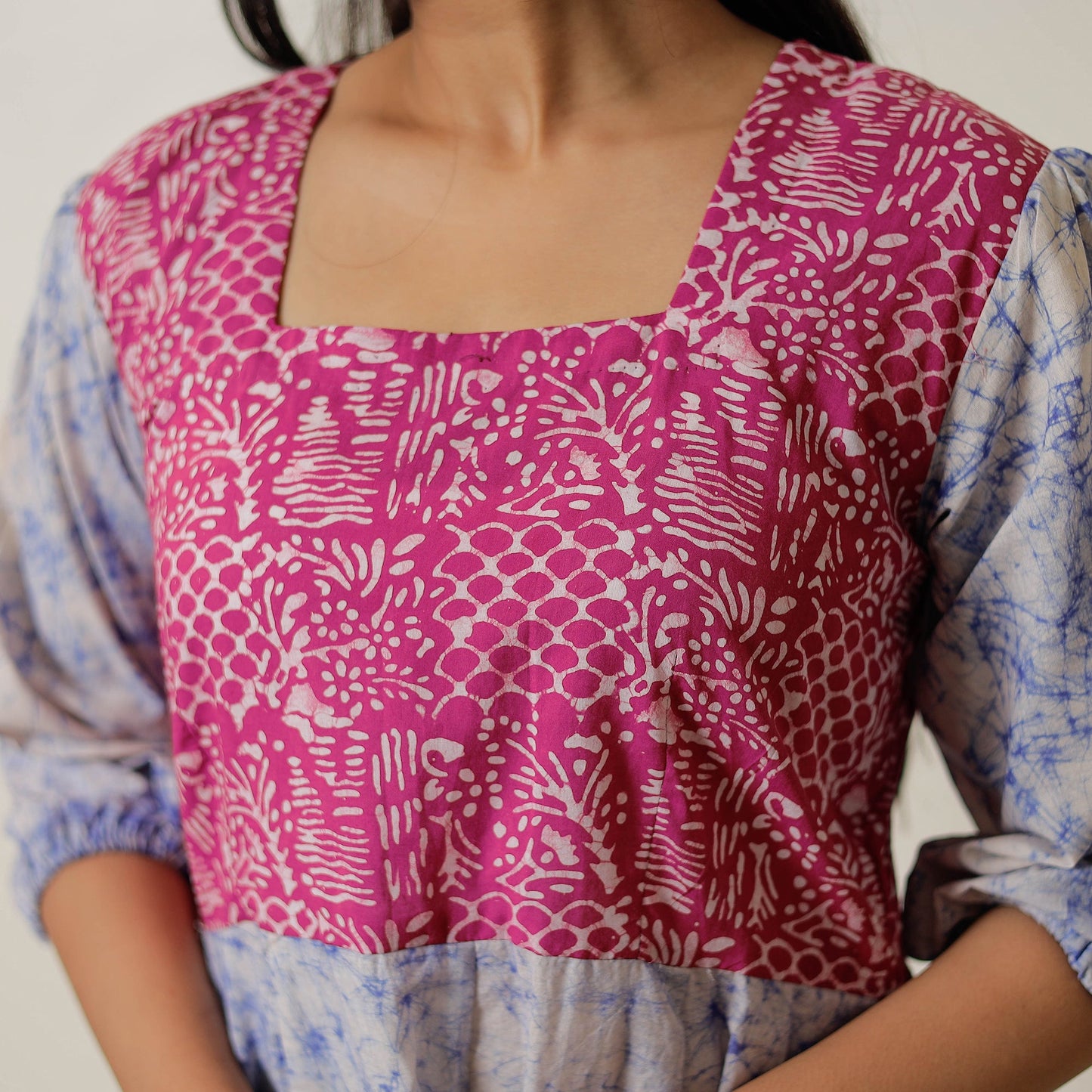 Hand Batik Printed Cotton Flared Dress 03