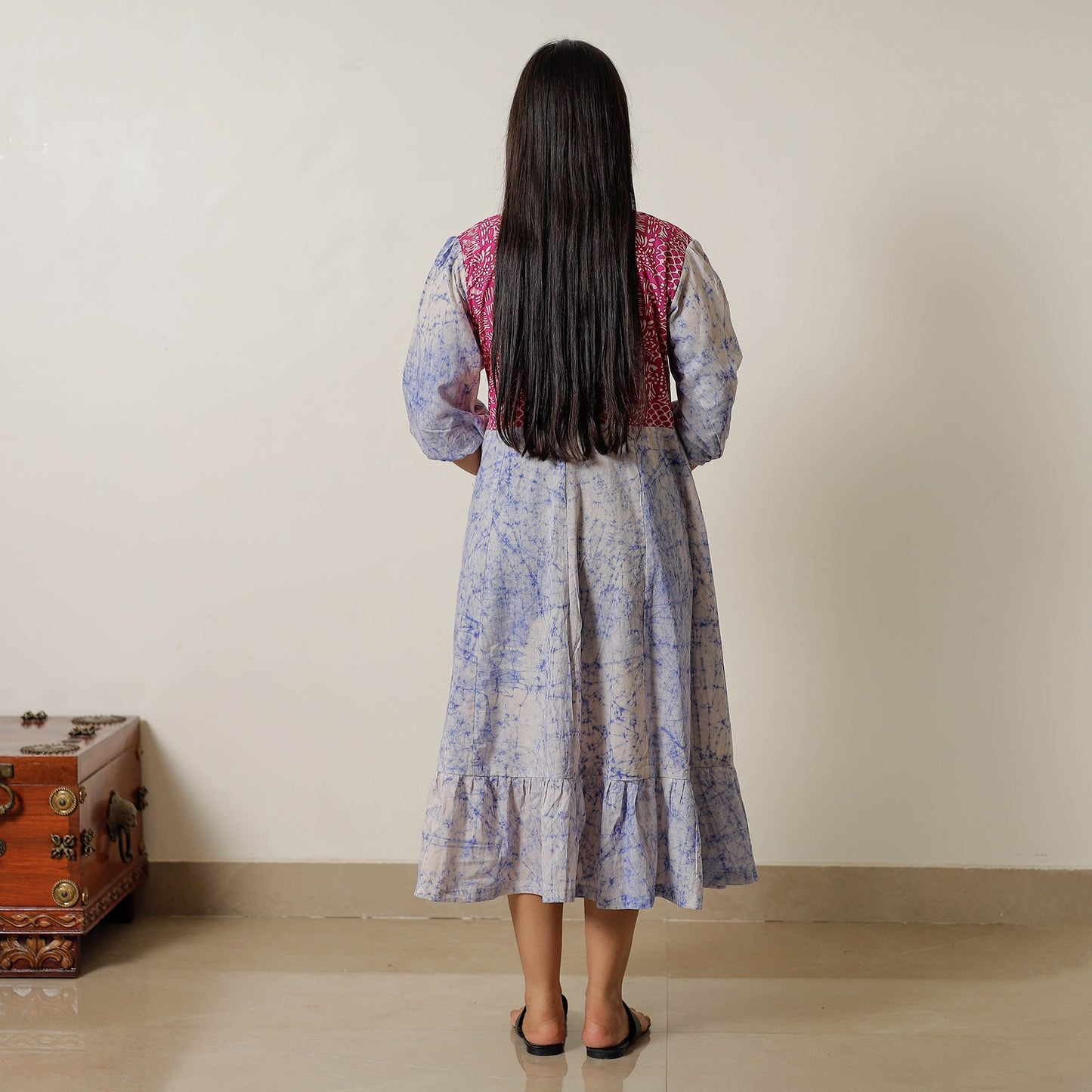 Hand Batik Printed Cotton Flared Dress 03
