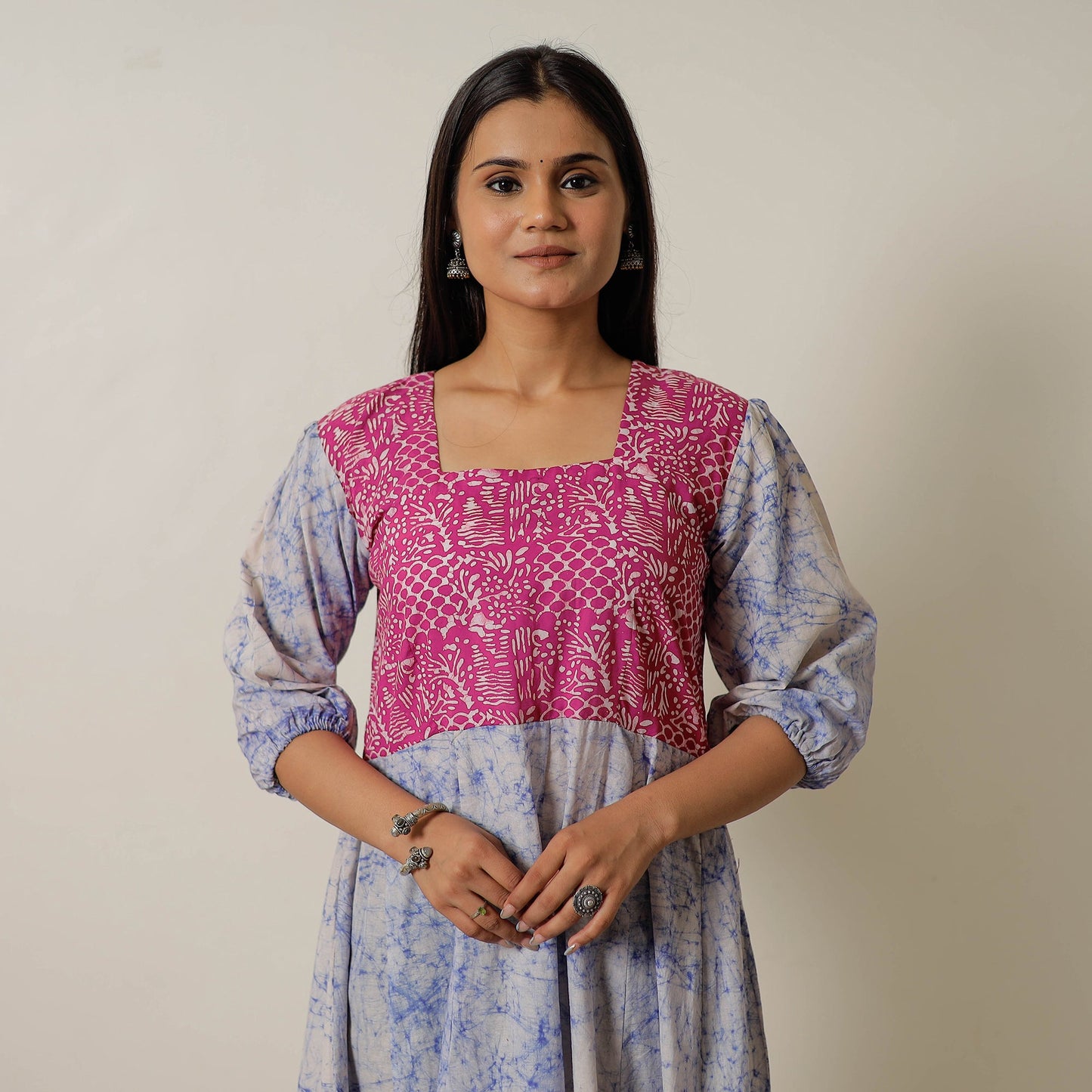 Hand Batik Printed Cotton Flared Dress 03