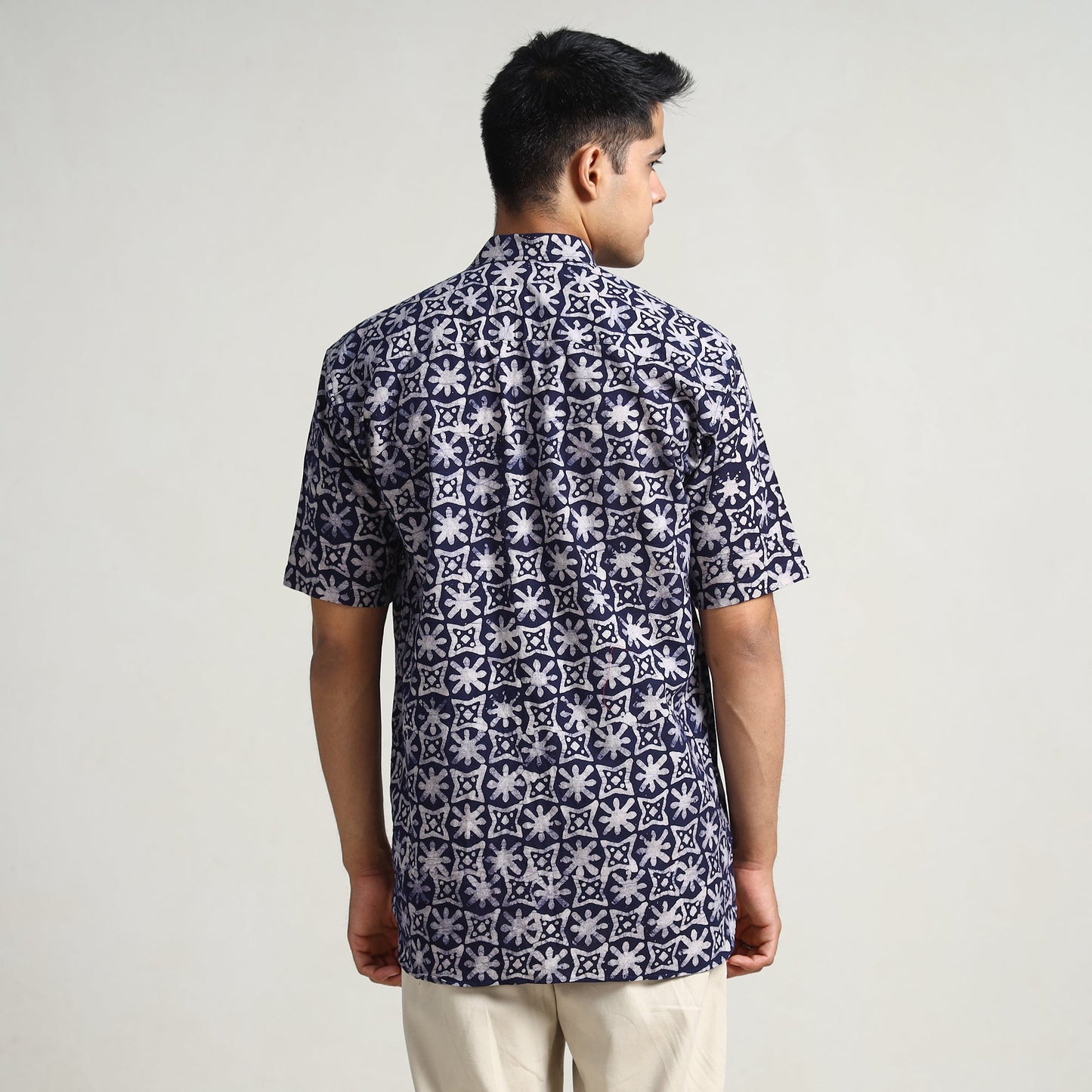 Buy Hand Batik Printed Cotton Men Half Sleeve Shirt 07 Online l iTokri.com