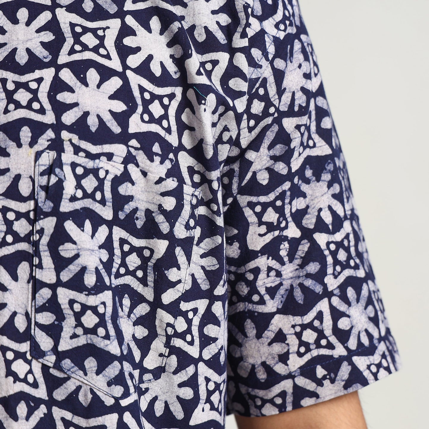 Buy Hand Batik Printed Cotton Men Half Sleeve Shirt 07 Online l iTokri.com