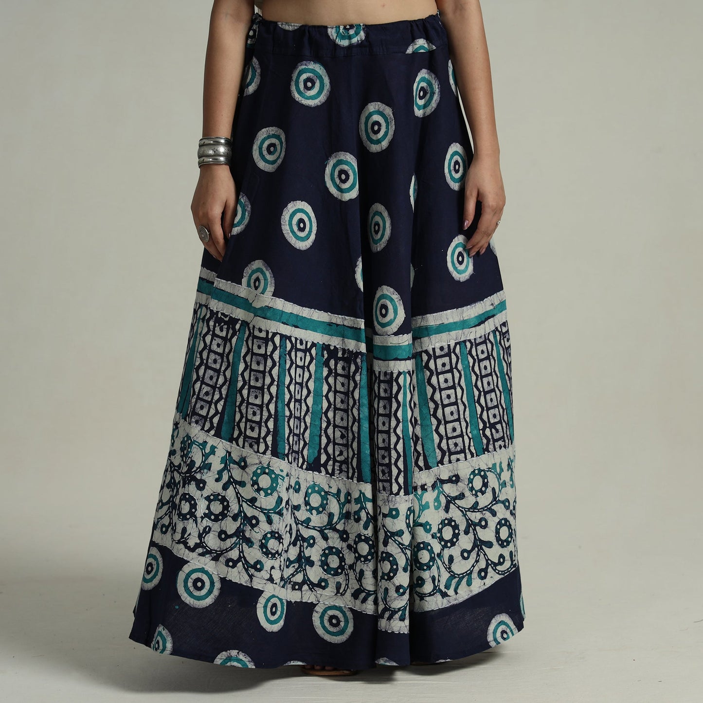 Hand Batik Printed Running Stitch Cotton Long Skirt 65