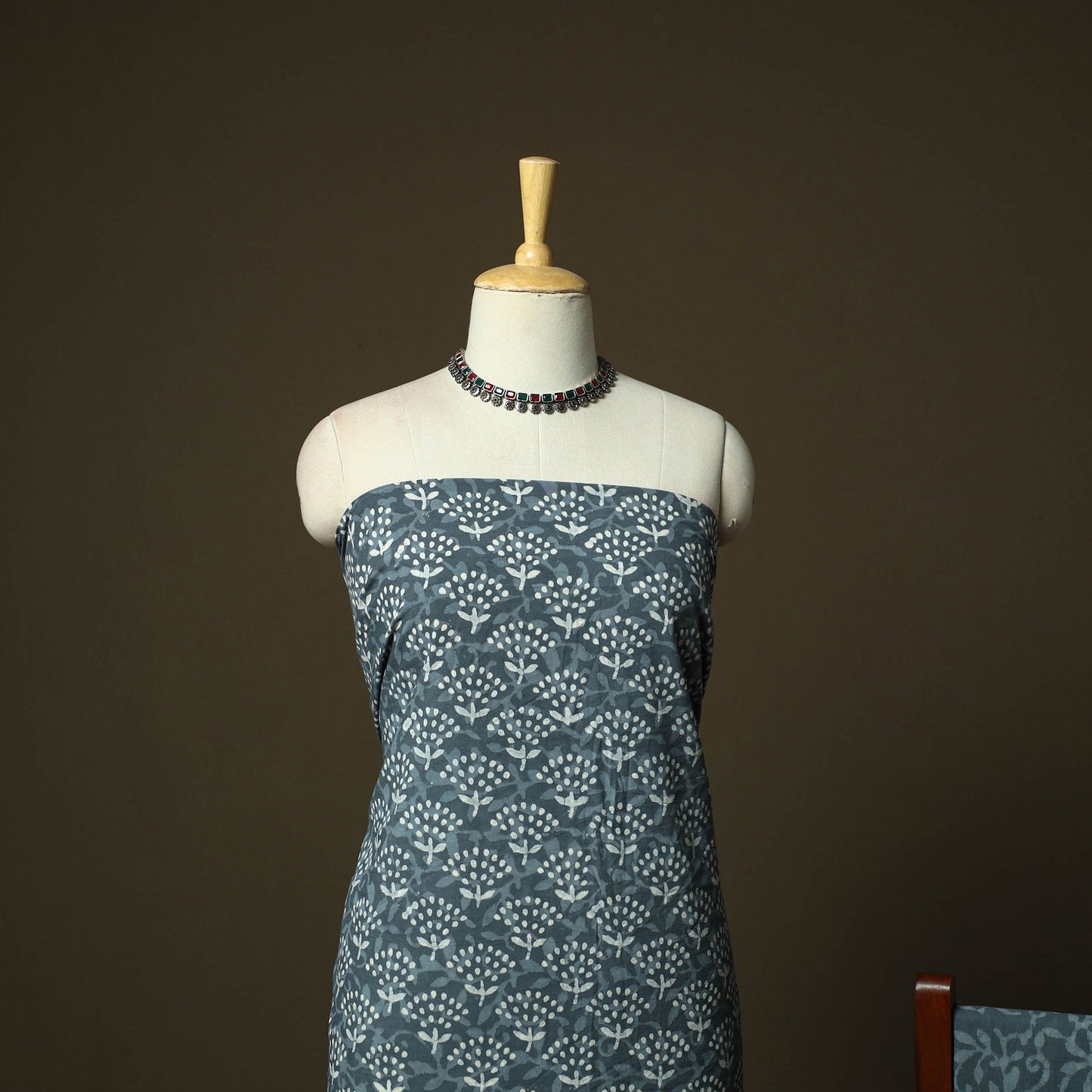 Hand block batik print cotton 3pc unstitched dress material