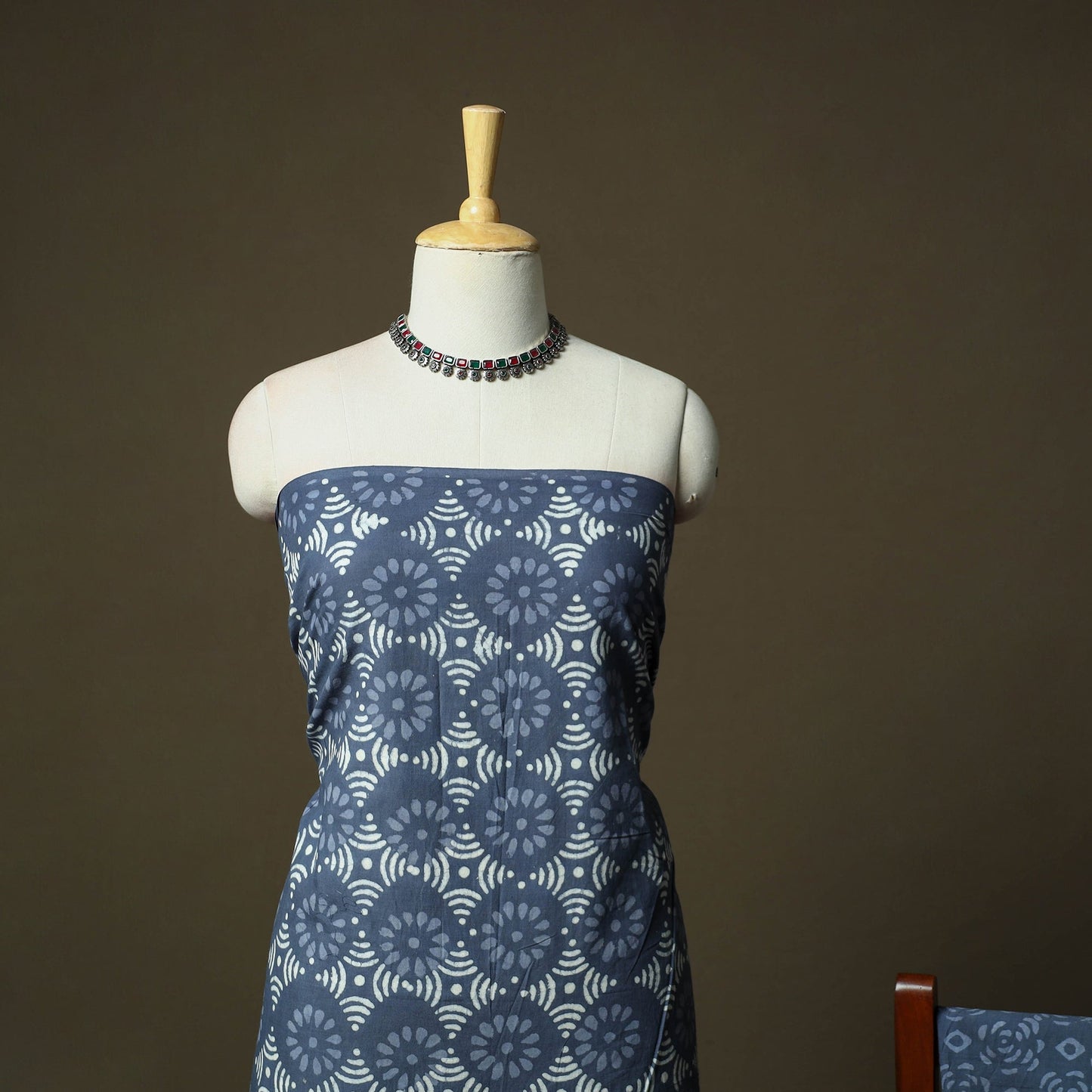 Hand block batik print cotton 3pc unstitched dress material