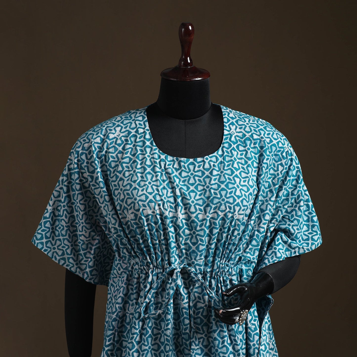 Hand block batik print cotton kaftan (short) 32