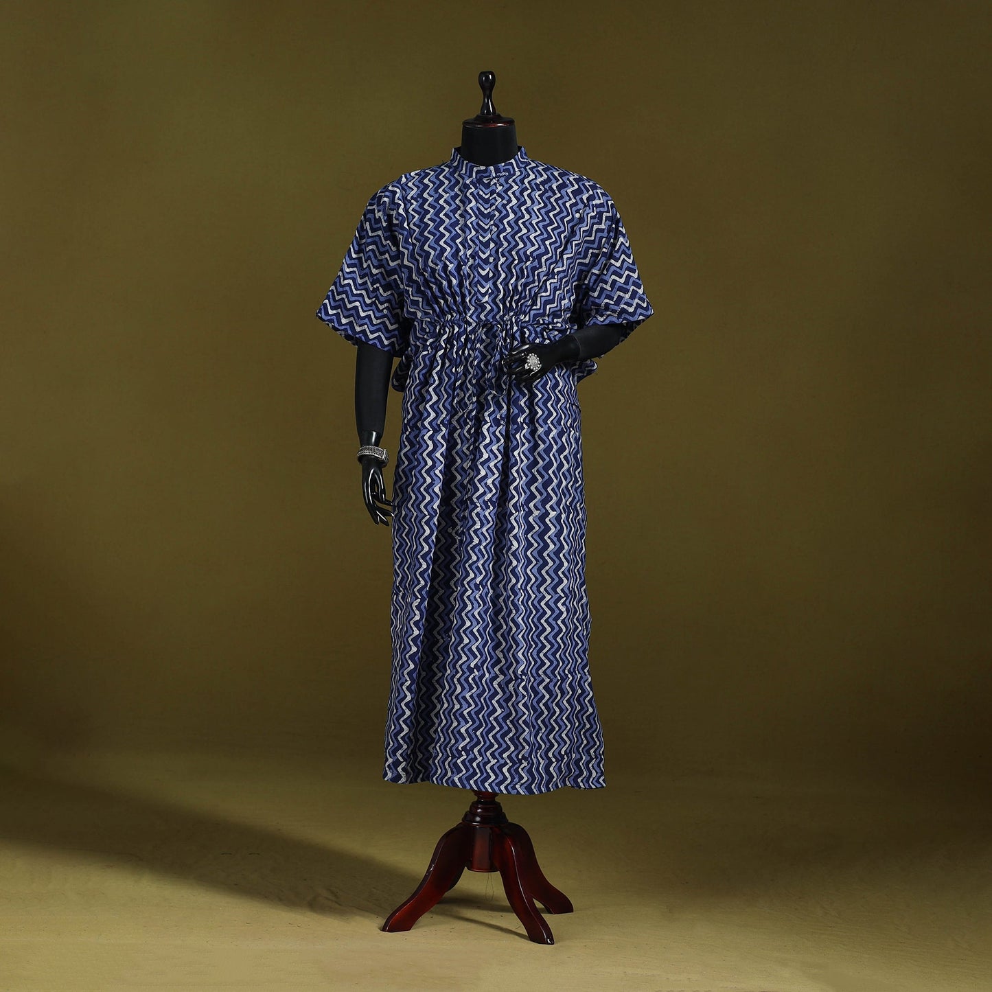 Hand batik cotton long kaftan 12 - handcrafted