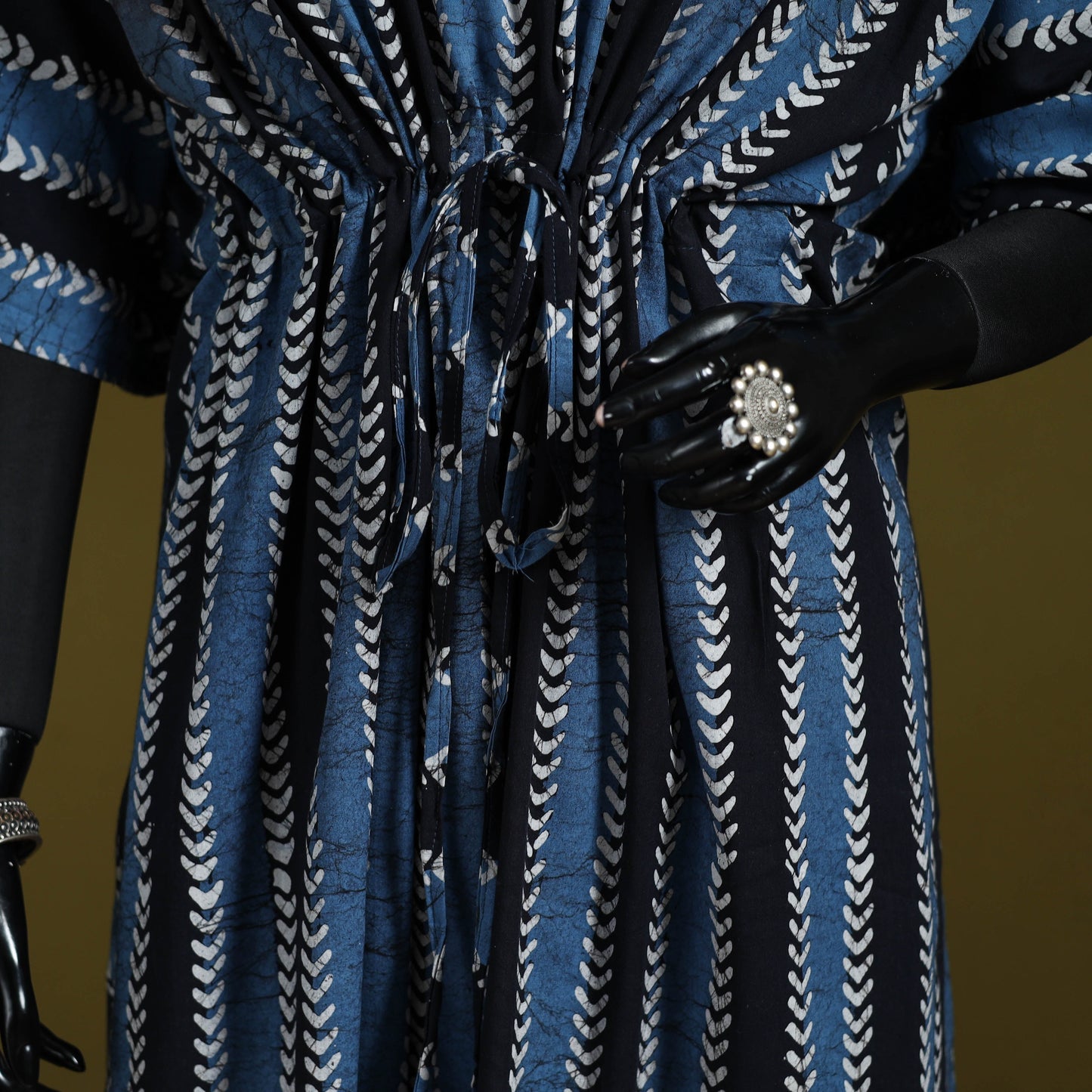 Hand batik cotton long kaftan 19. Handcrafted