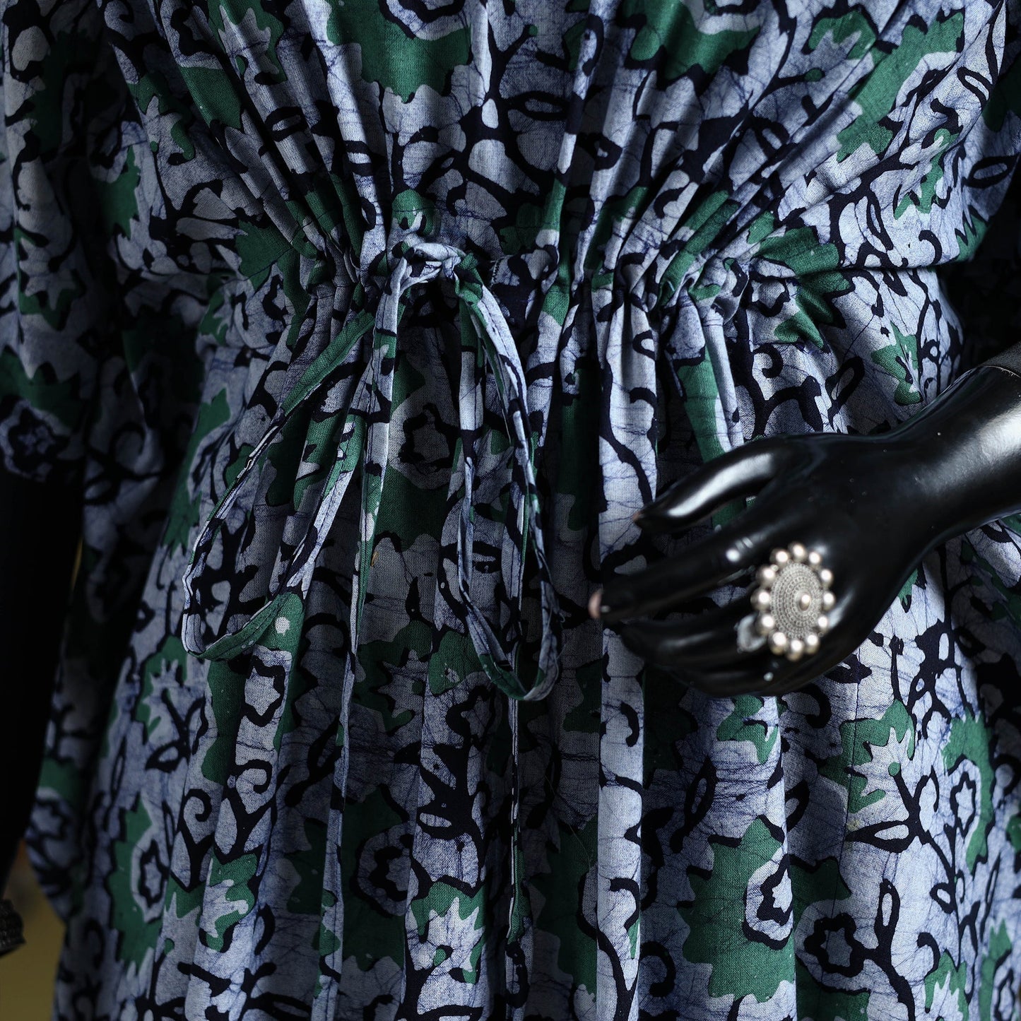 Hand batik cotton medium kaftan 47 - handcrafted