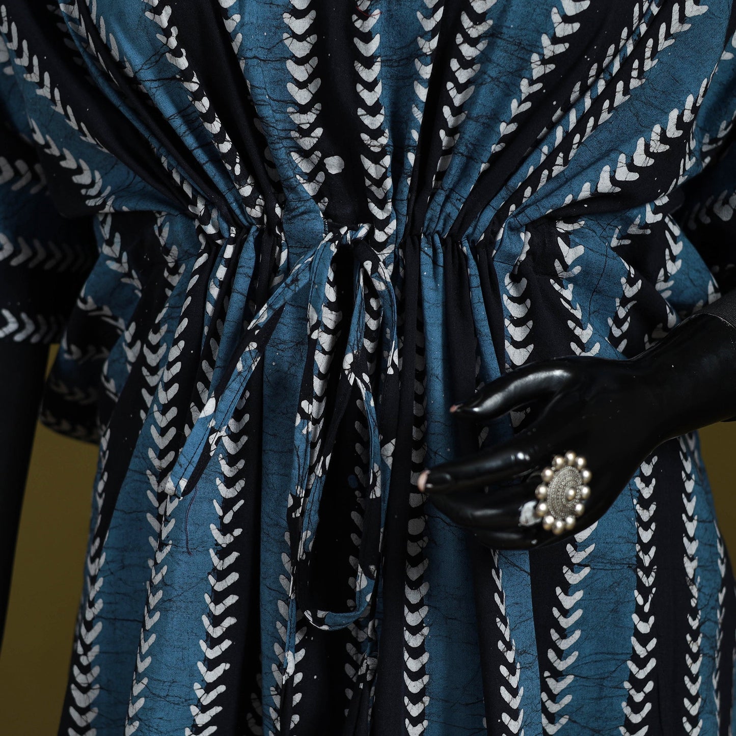 Hand batik cotton medium kaftan 63 - handcrafted