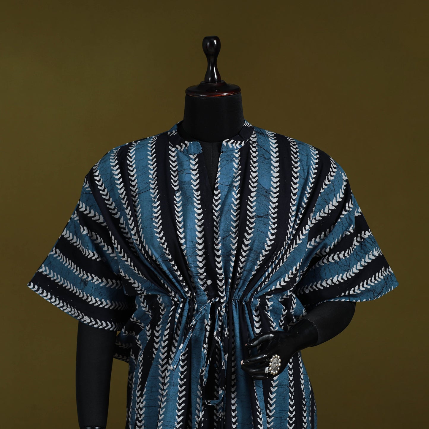 Hand batik cotton medium kaftan 63 - handcrafted