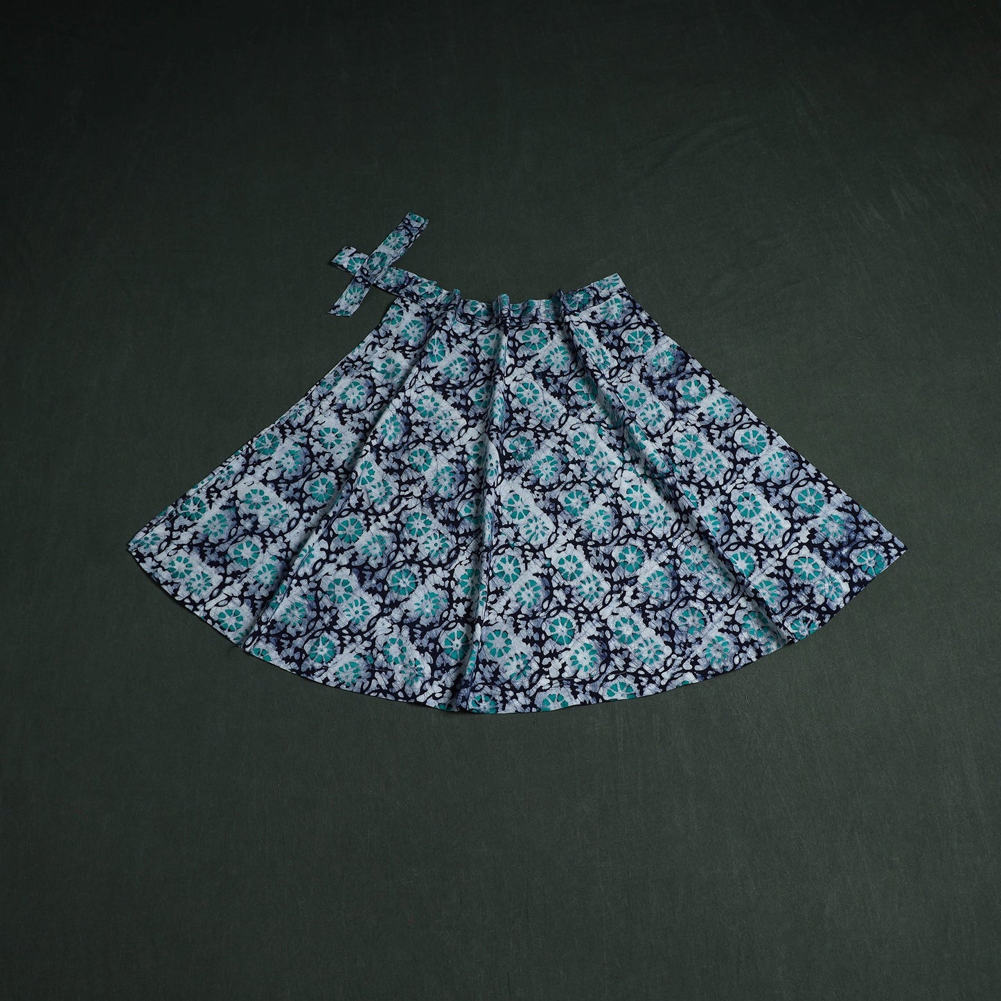 Hand block batik print cotton wrap around skirt 09