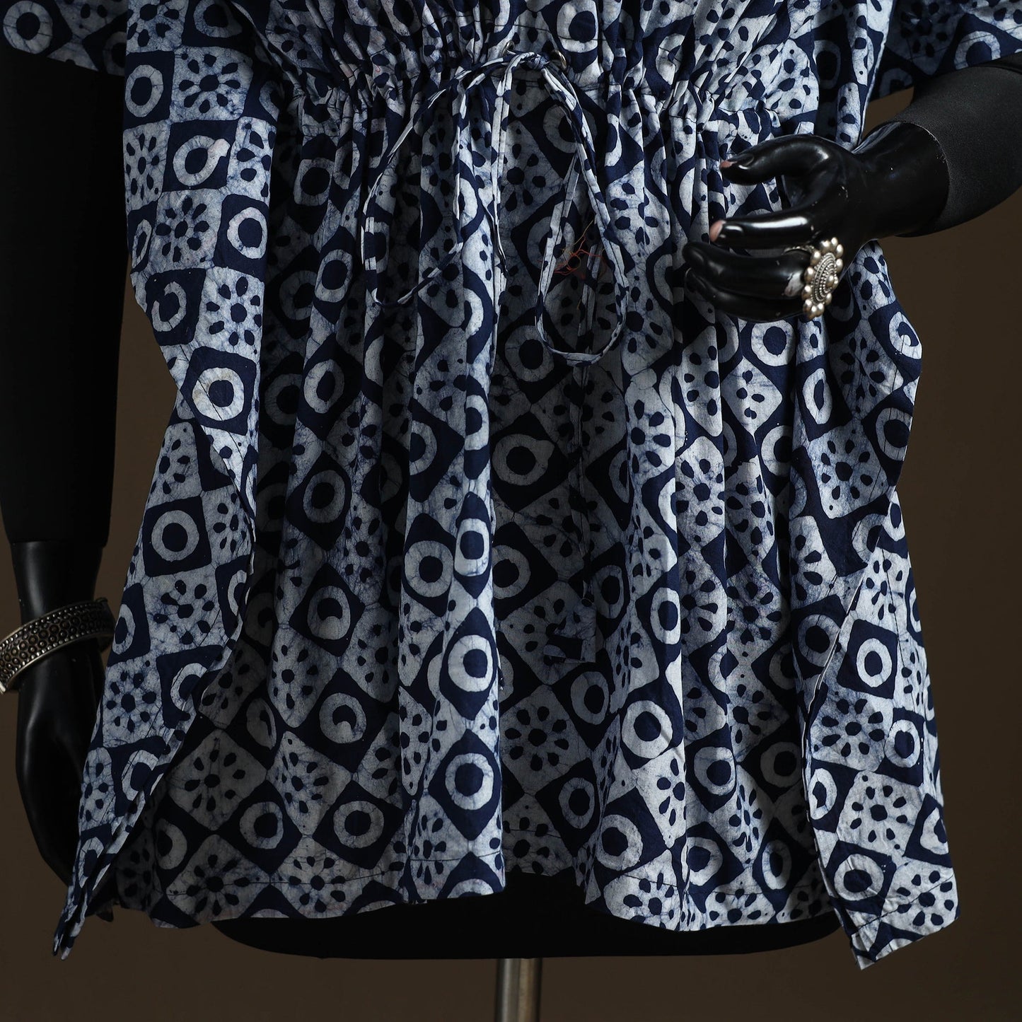 Hand block batik print gota work cotton kaftan (short) 34