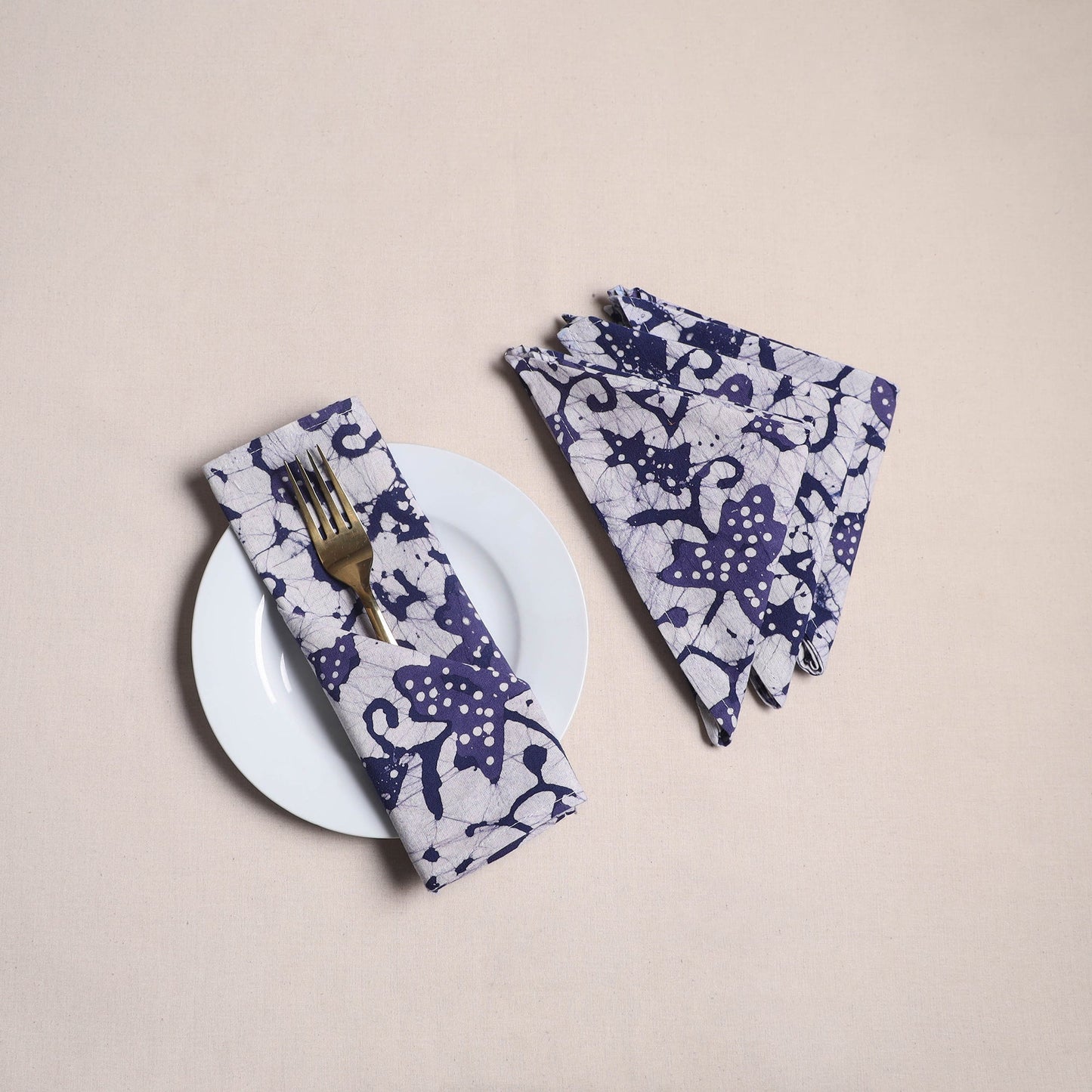 Hand block batik print table napkins (set of 4) 06