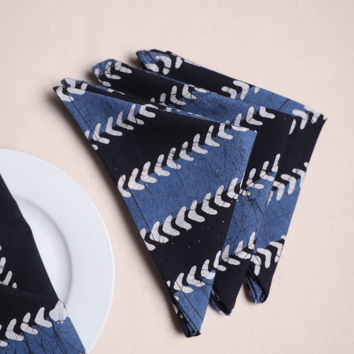 Hand block batik print table napkins (set of 4) 17